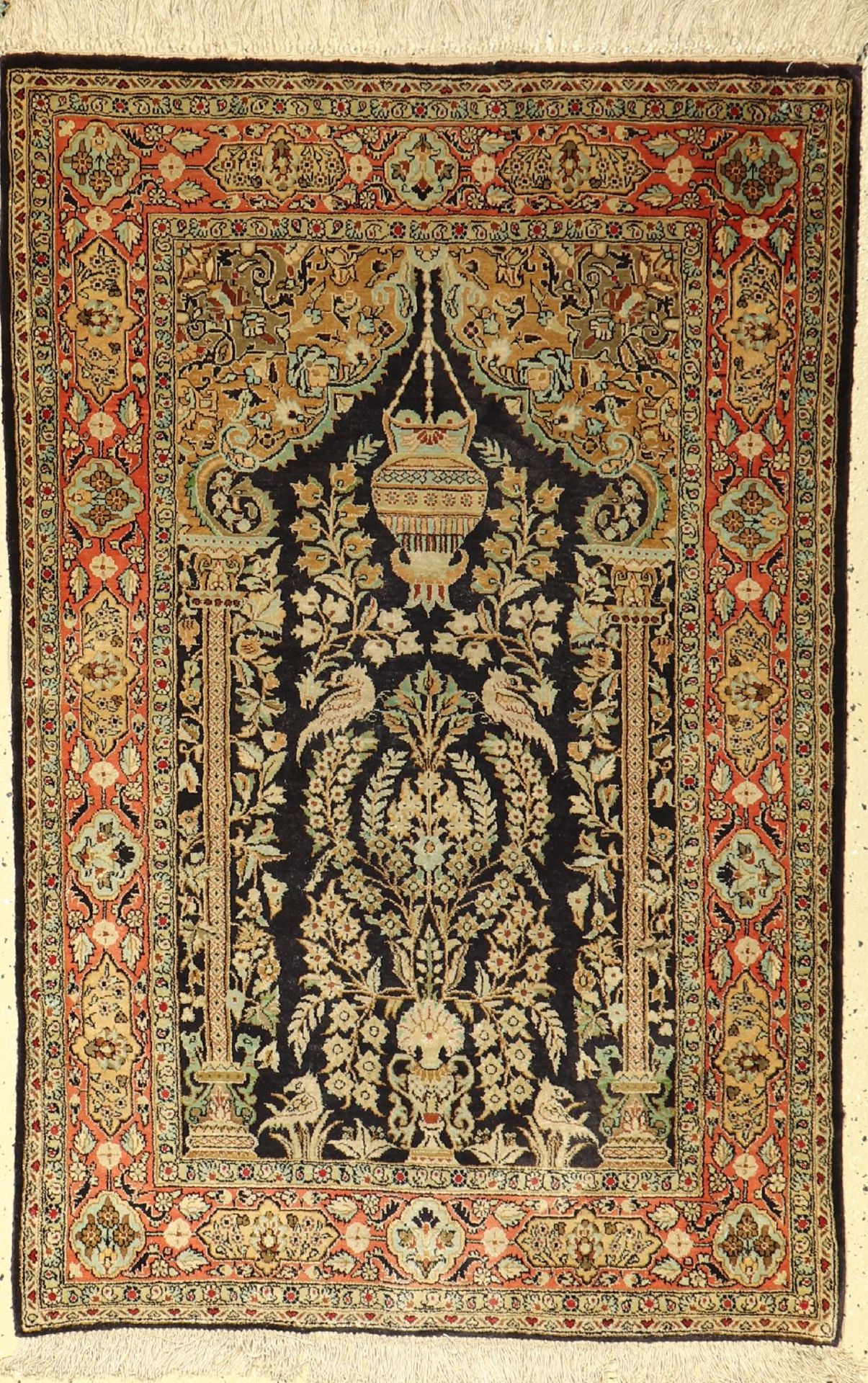 Seiden Ghom alt, Persien, ca. 50 Jahre, reine Naturseide, ca. 124 x 82 cm, EHZ: 2-3