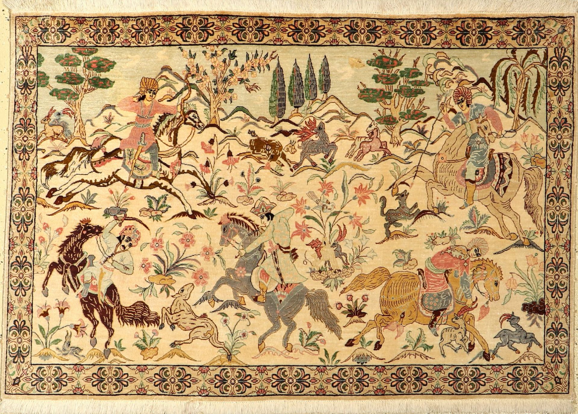 Ghom Seide fein Signiert, Persien, ca. 20 Jahre, reine Naturseide, ca. 151 x 101 cm, ca.1,0 Mio.