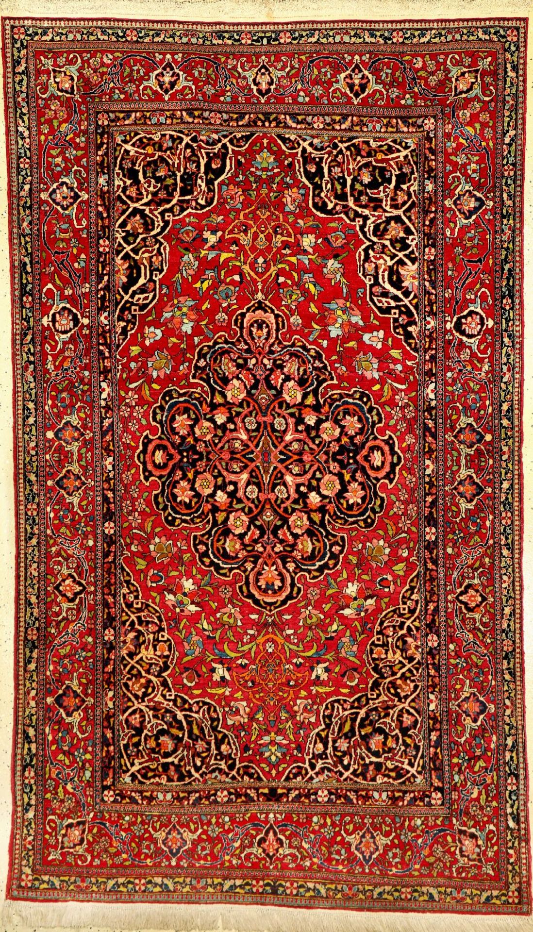 Feiner Esfahan "Ahmad" antik, Persien, um 1900, Korkwolle, ca. 233 x 136 cm, sehr hochwertige