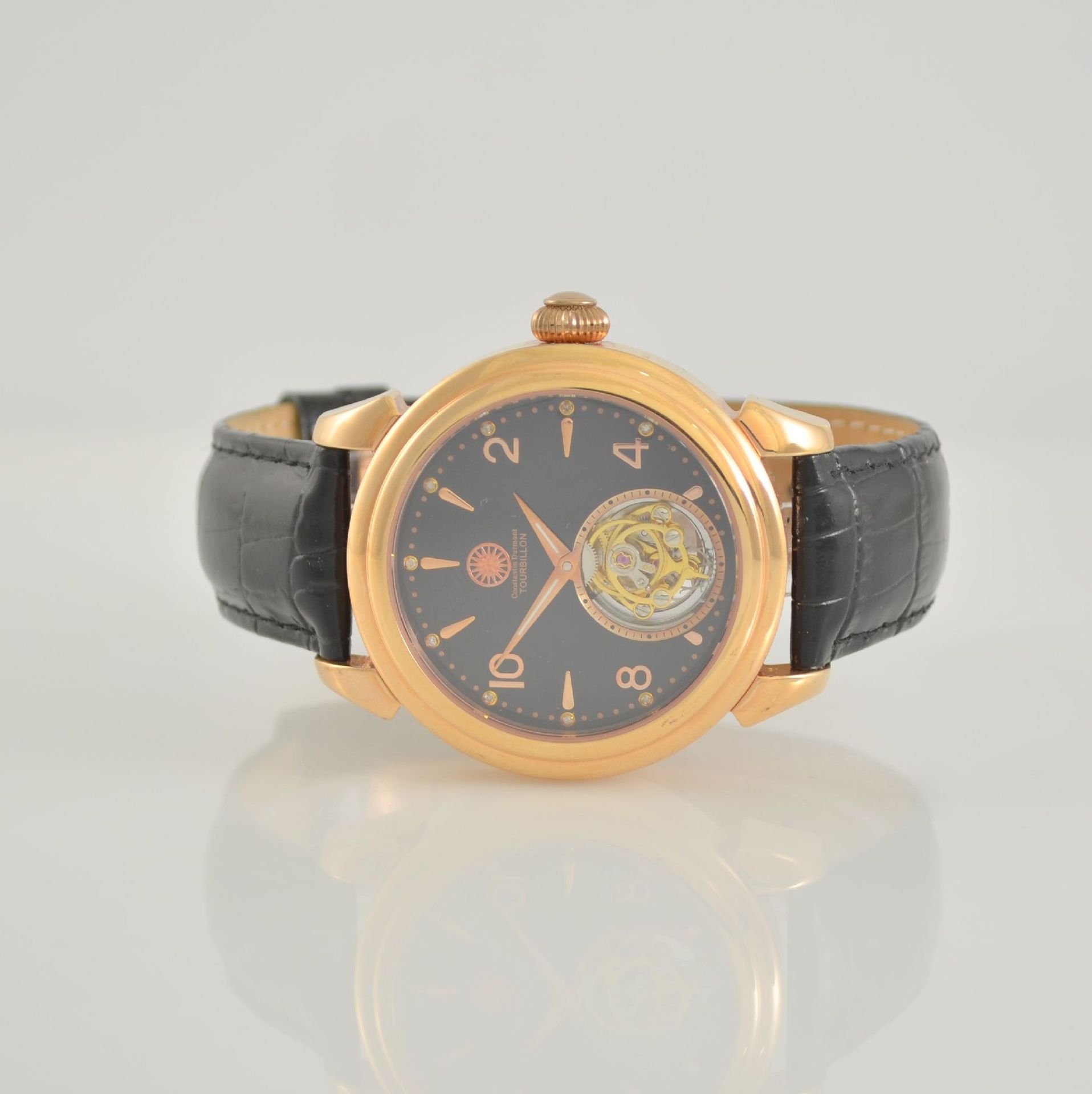 CONSTANTIN DURMONT tourbillon wristwatch, around 2010, manual winding, gold-plated case on both