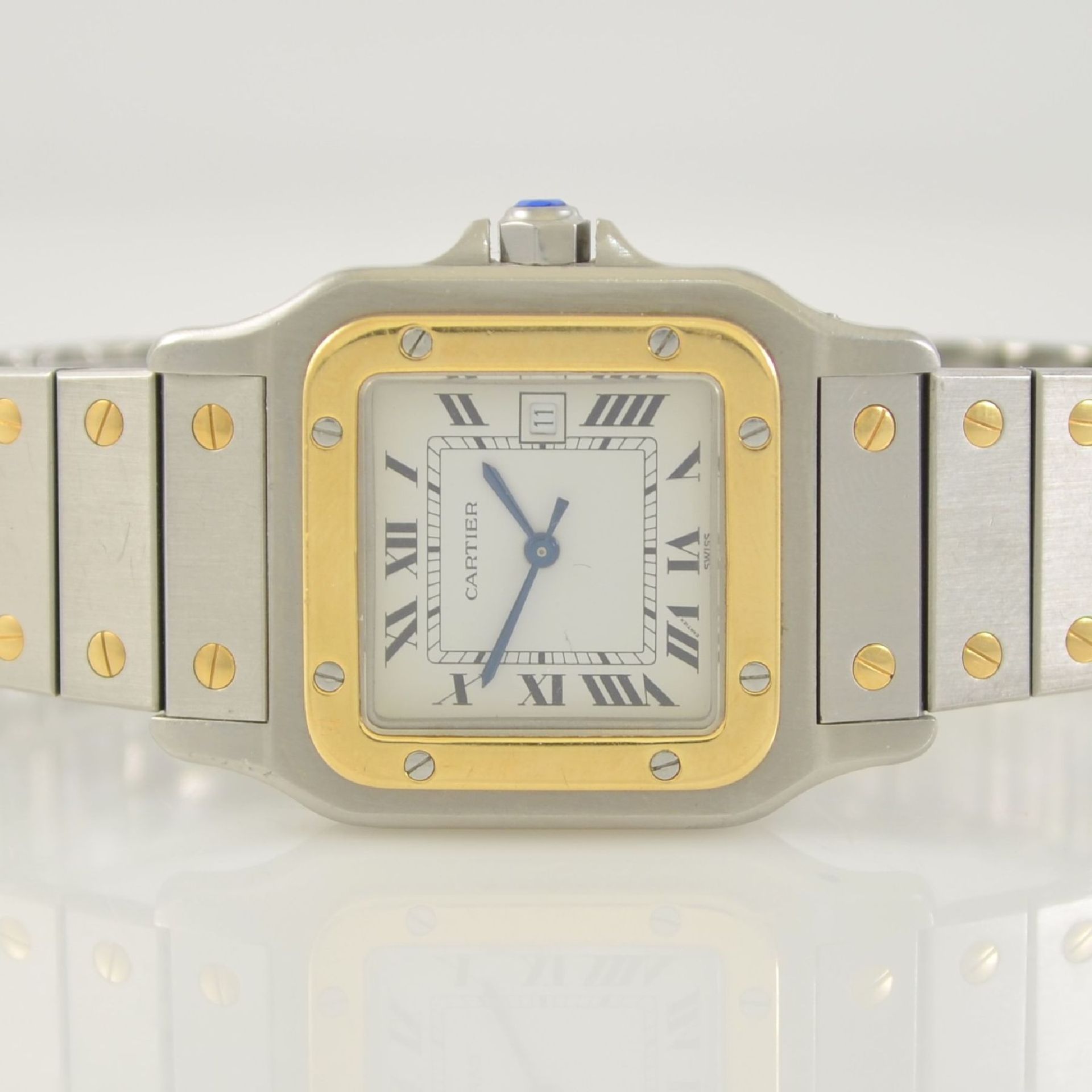 CARTIER Santos wristwatch in stainless steel & 18k yellow gold, Switzerland around 1990, self - Bild 2 aus 7