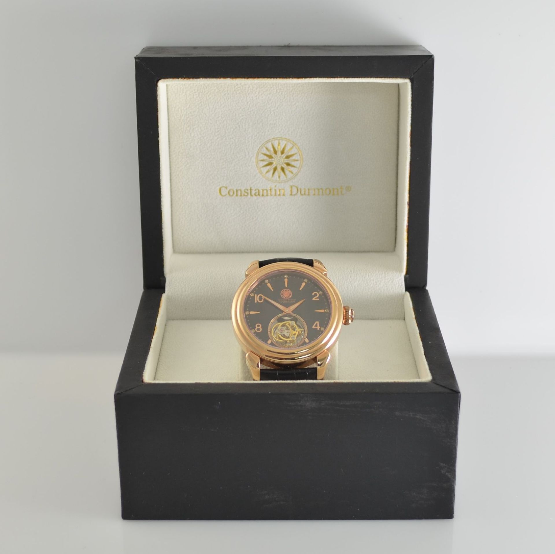 CONSTANTIN DURMONT tourbillon wristwatch, around 2010, manual winding, gold-plated case on both - Bild 5 aus 5