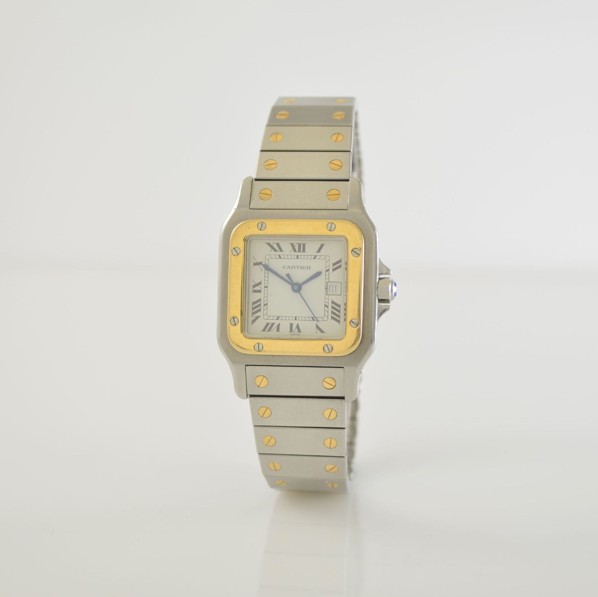 CARTIER Santos wristwatch in stainless steel & 18k yellow gold, Switzerland around 1990, self - Bild 3 aus 7