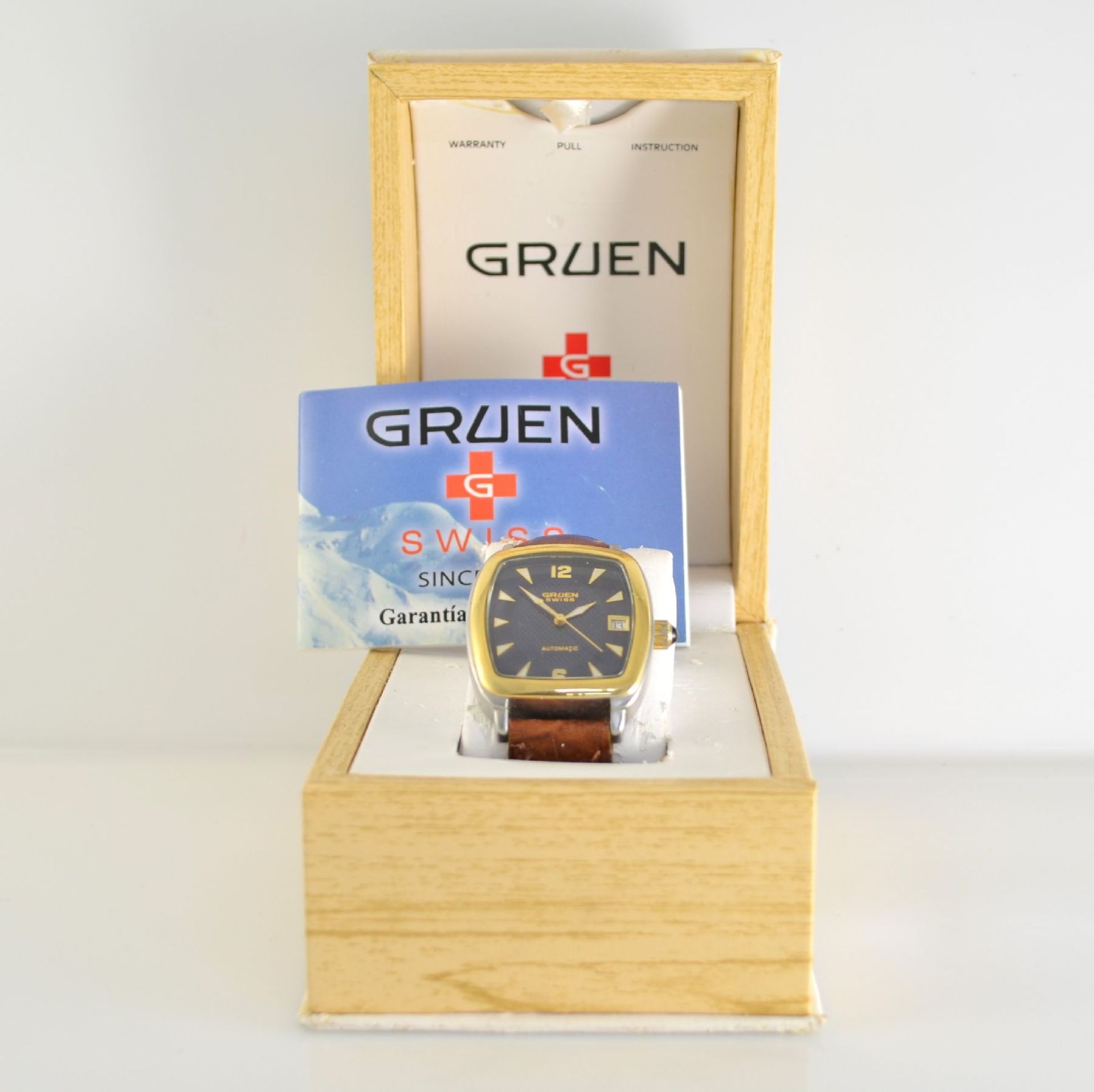 GRUEN gents wristwatch, self winding, Switzerland around 2000, partial gold-plated stainless steel - Bild 8 aus 8