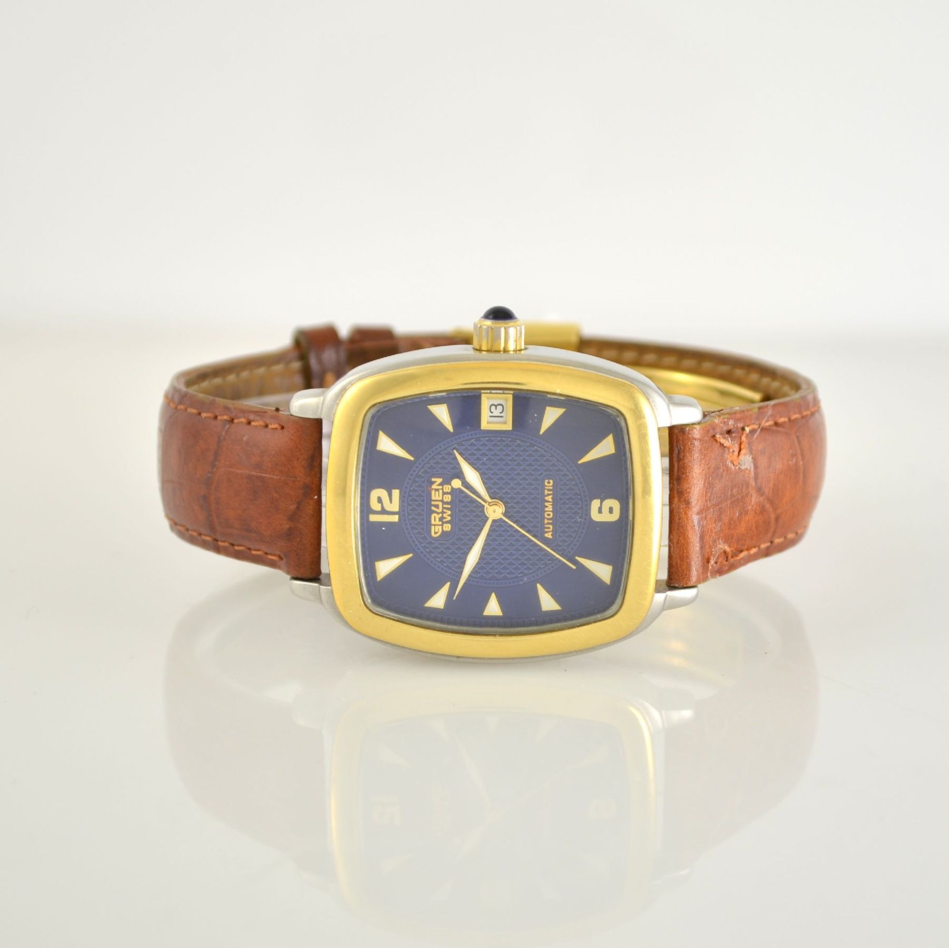 GRUEN gents wristwatch, self winding, Switzerland around 2000, partial gold-plated stainless steel