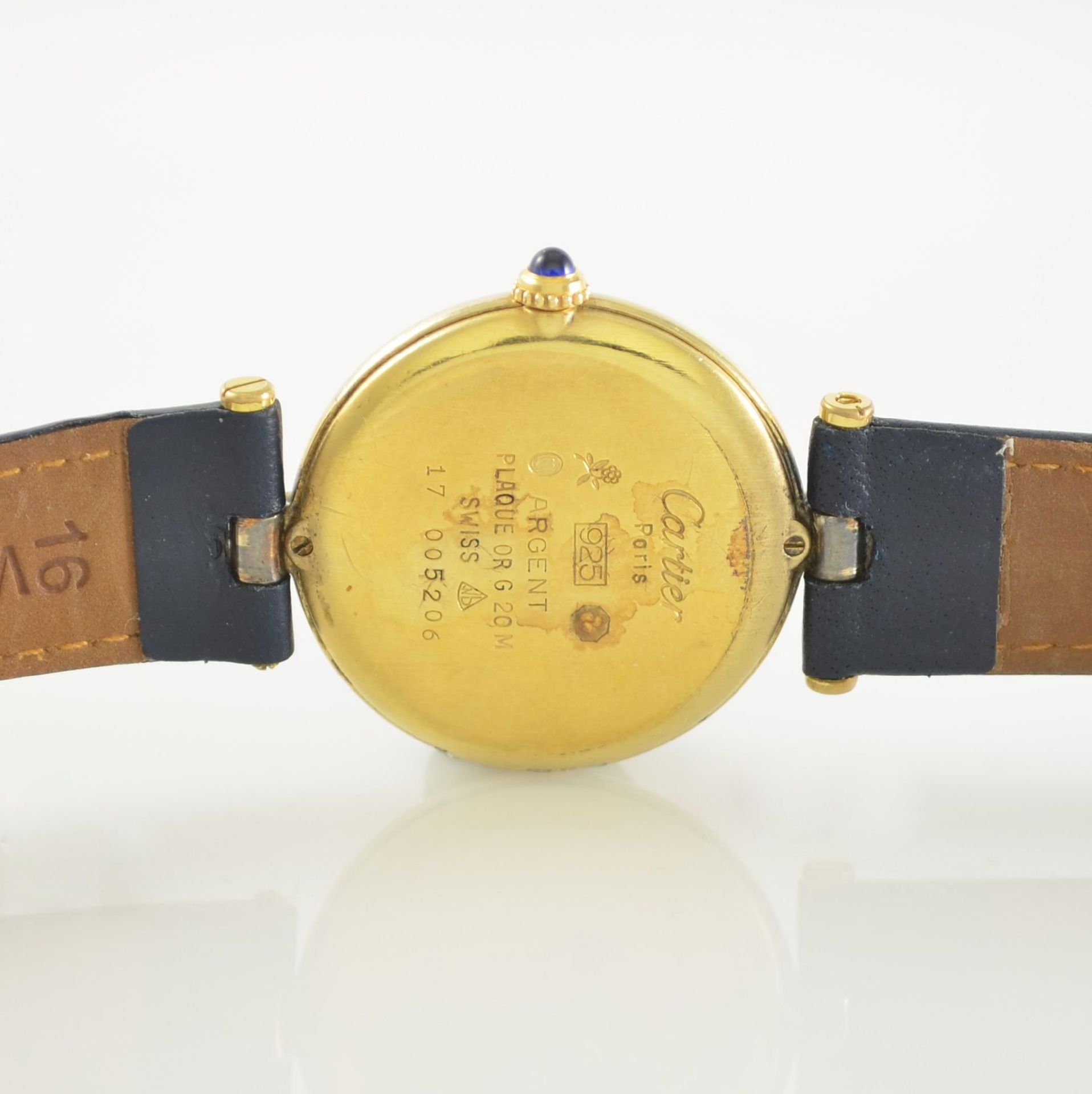 CARTIER Vendome ladies wristwatch, Switzerland around 1995, quartz, gold-plated case, case back 2- - Bild 6 aus 6