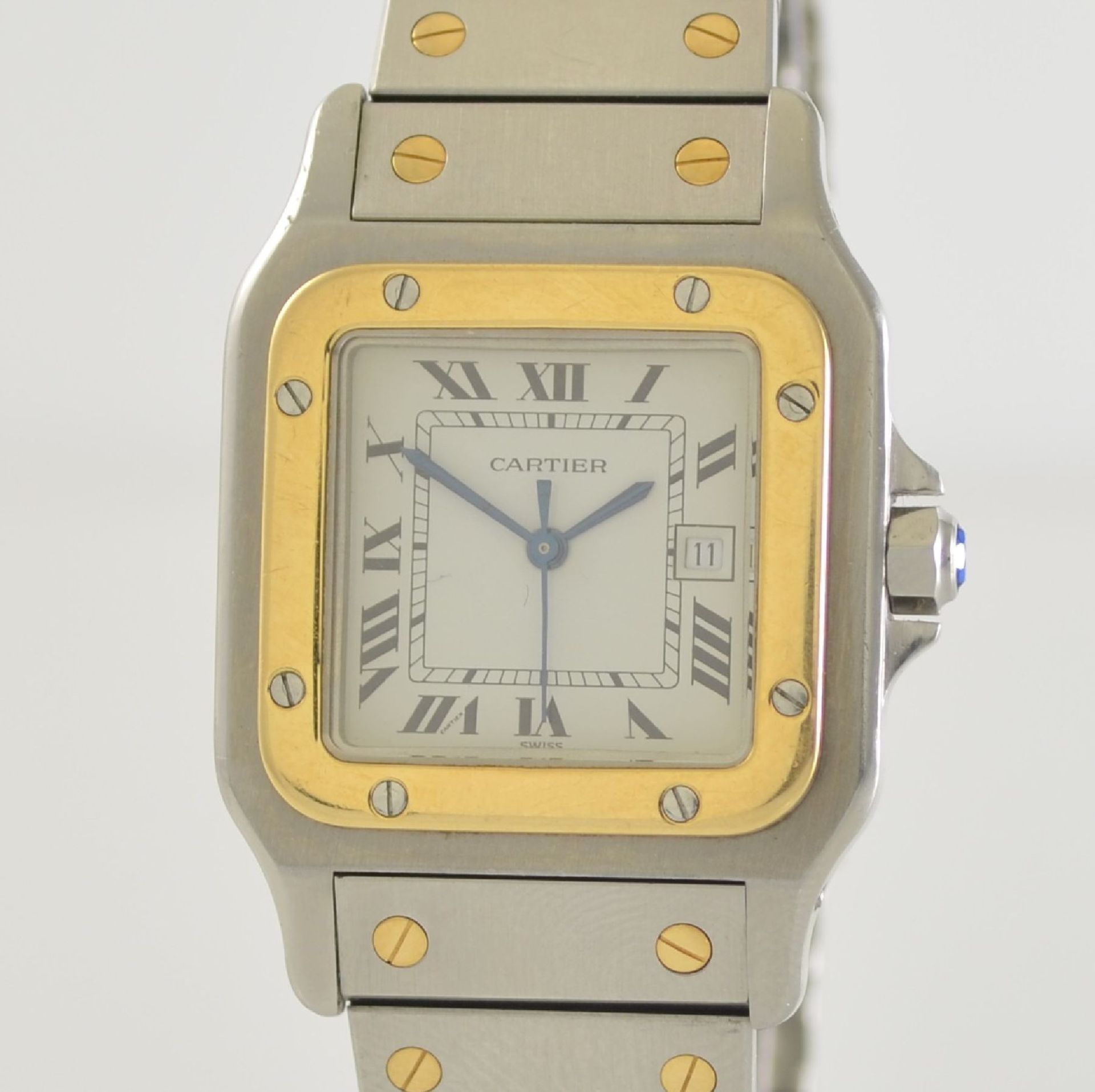 CARTIER Santos wristwatch in stainless steel & 18k yellow gold, Switzerland around 1990, self - Bild 4 aus 7