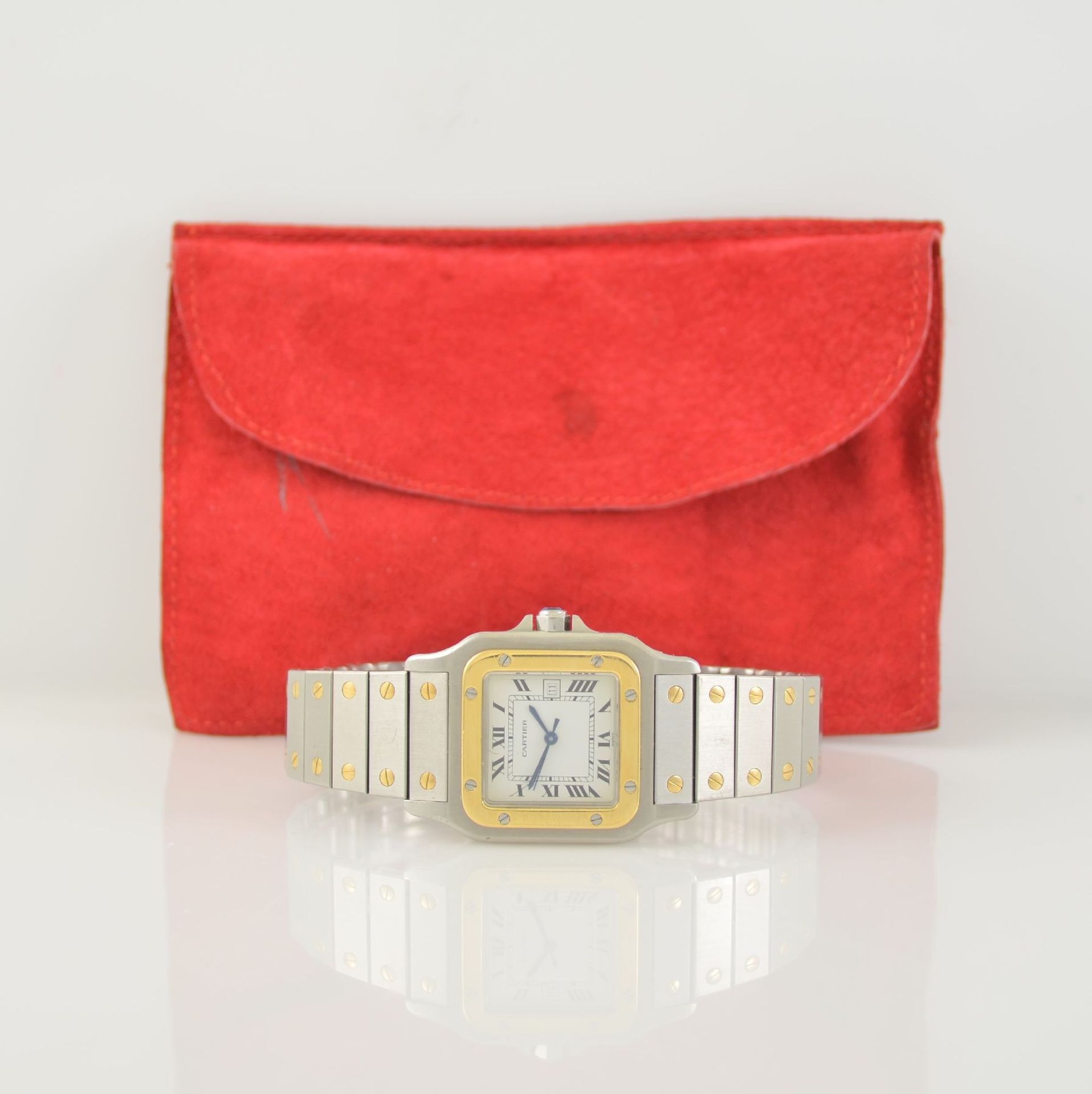 CARTIER Santos wristwatch in stainless steel & 18k yellow gold, Switzerland around 1990, self - Bild 7 aus 7