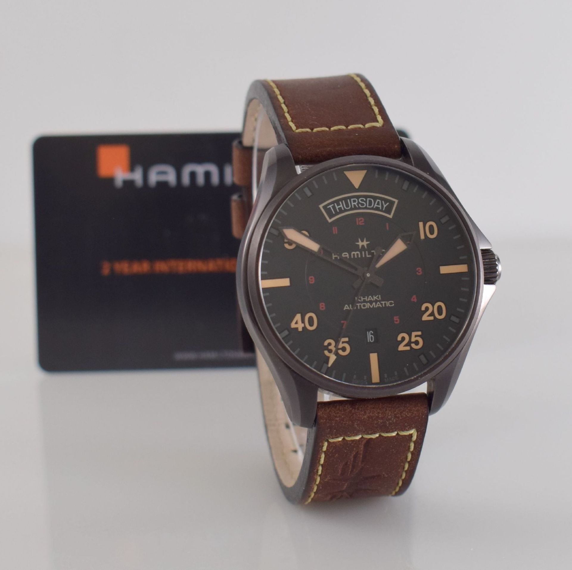 HAMILTON gents wristwatch Khaki Aviation Pilot Day Date, self winding, reference H64605531, - Bild 5 aus 7