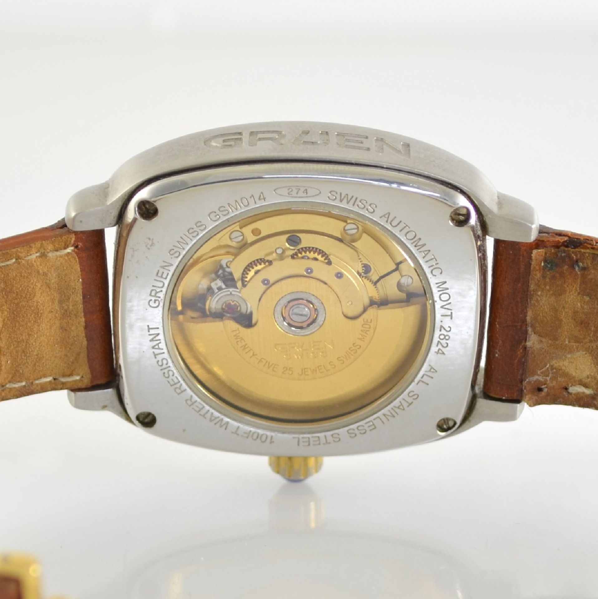 GRUEN gents wristwatch, self winding, Switzerland around 2000, partial gold-plated stainless steel - Bild 7 aus 8