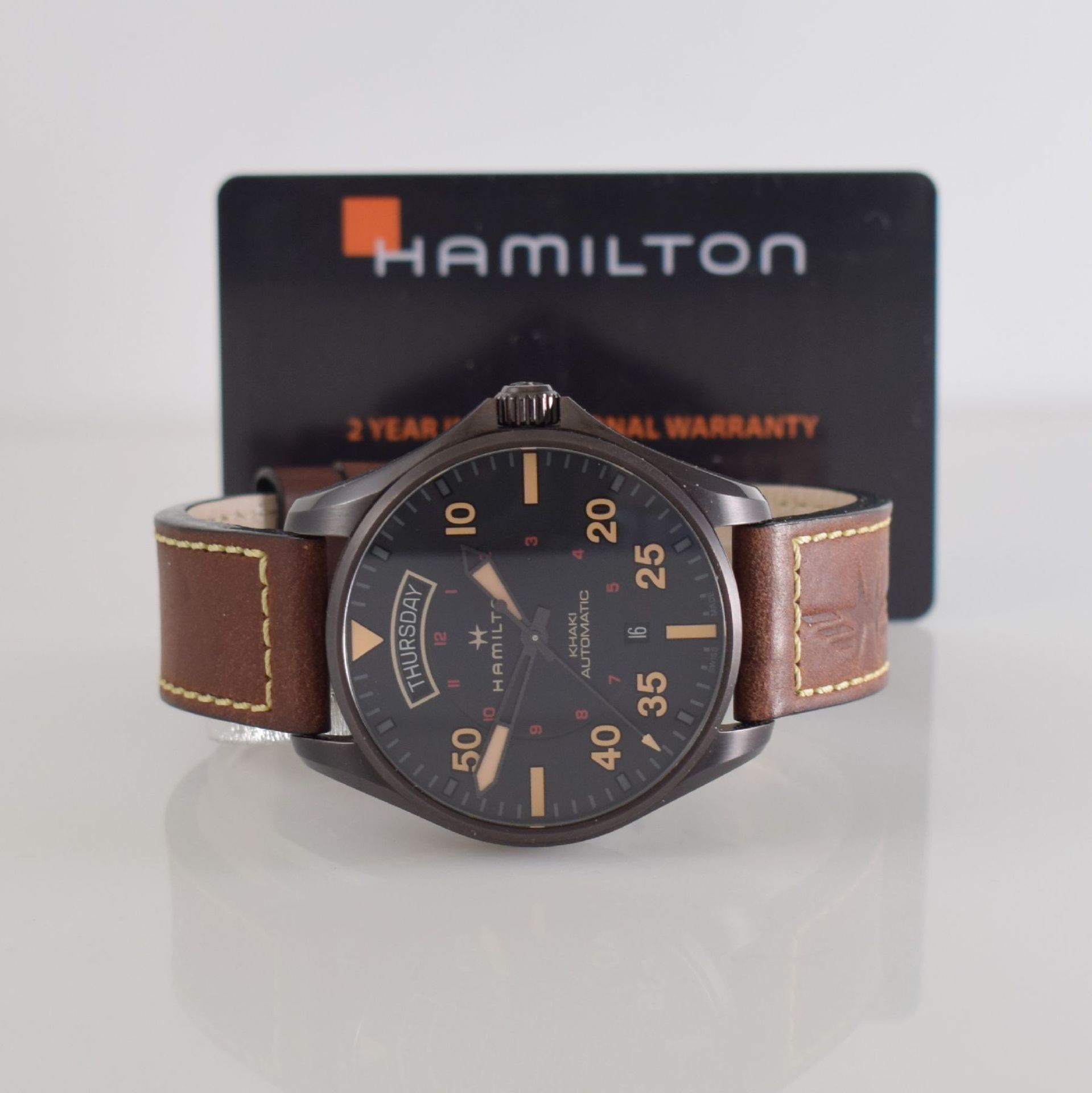 HAMILTON gents wristwatch Khaki Aviation Pilot Day Date, self winding, reference H64605531,