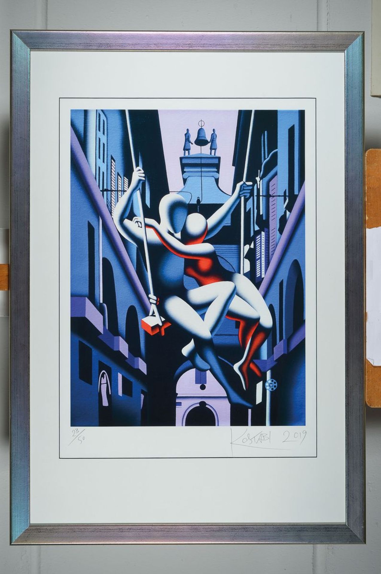Mark Kostabi, born 1960, Echoes of the present, giclee print from 2019, hand signed, num. 23/50, - Bild 3 aus 3