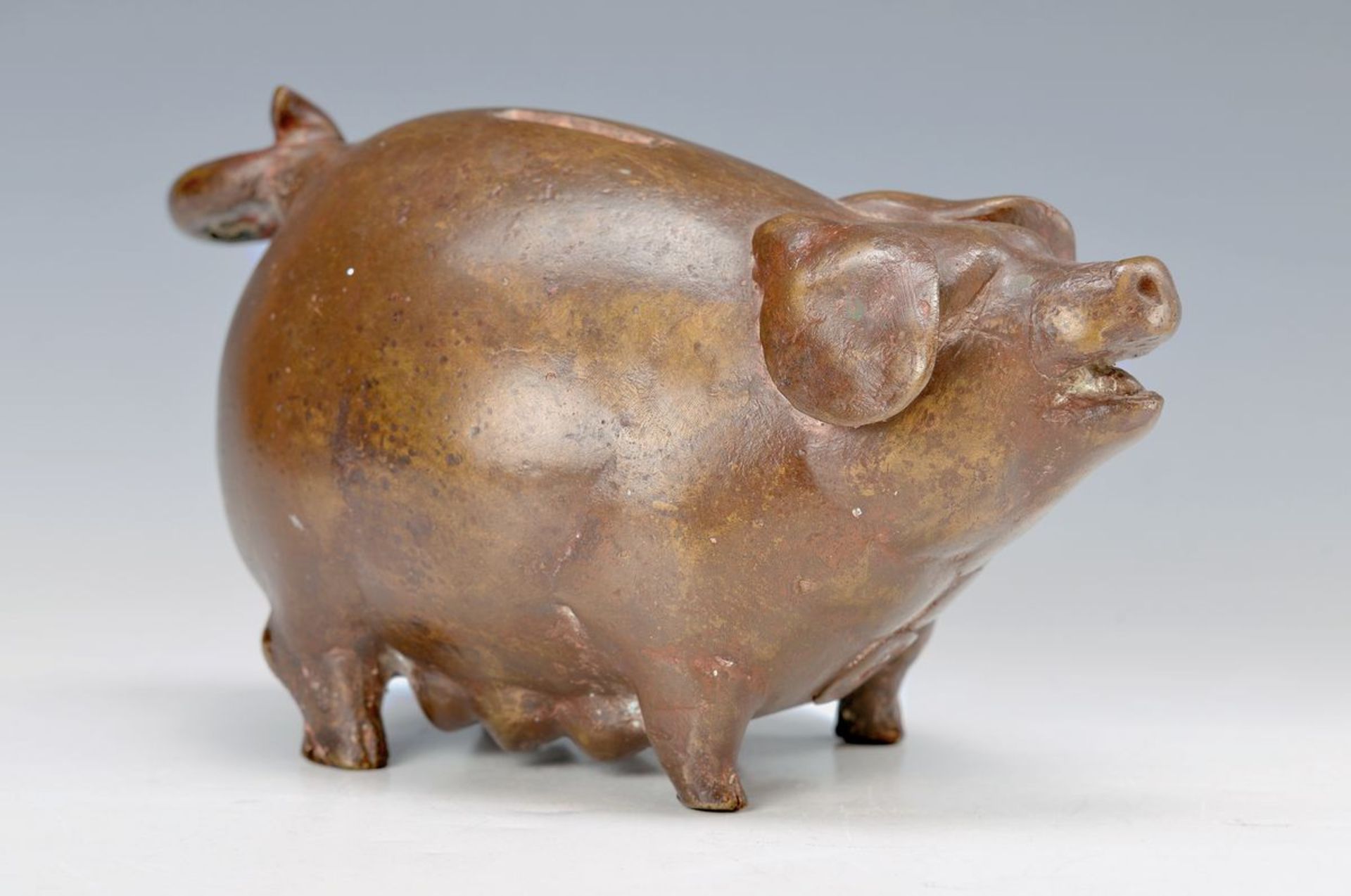 Gernot Rumpf, born 1941 Kaiserslautern, piggy bank, bronze, monogram, foundry mark, num. 20/25,