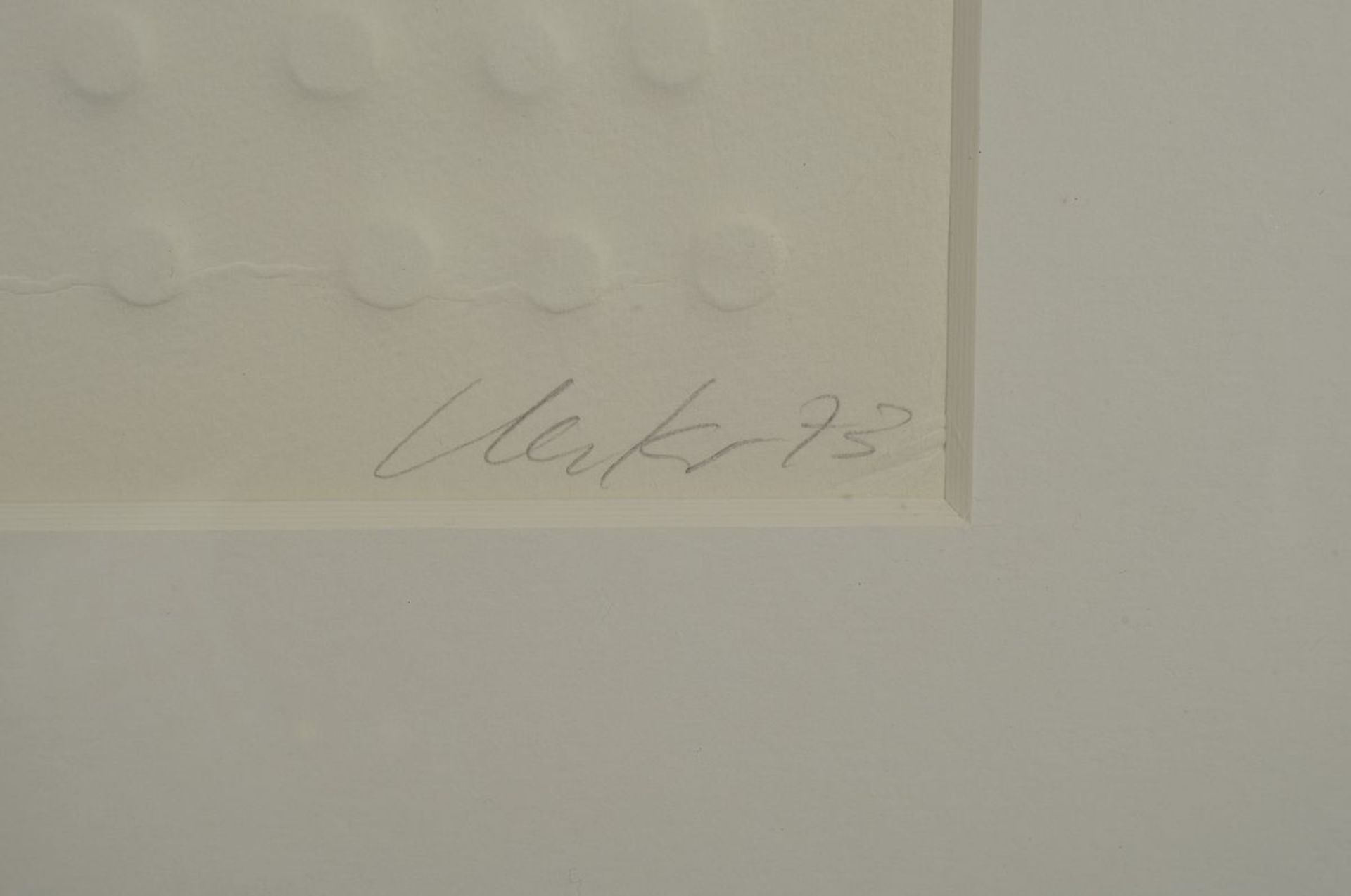 Günther Uecker, born 1938, embossed print on handmade paper, hand signed lower right, num. 16/125, - Bild 2 aus 3