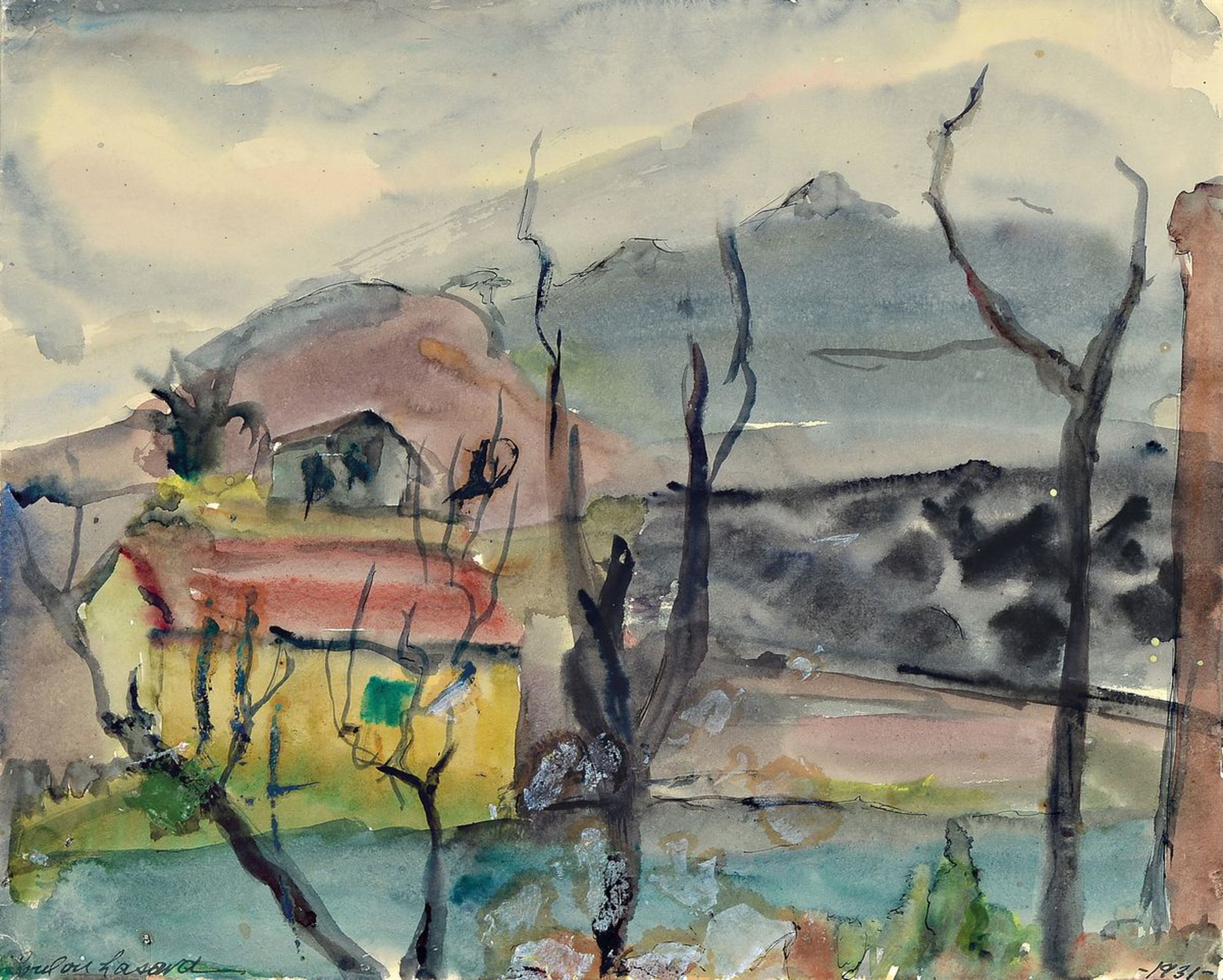 Loulou Albert-Lasard, 1885 Metz - 1969 Paris, southern landscape, watercolor / paper, signed, on the