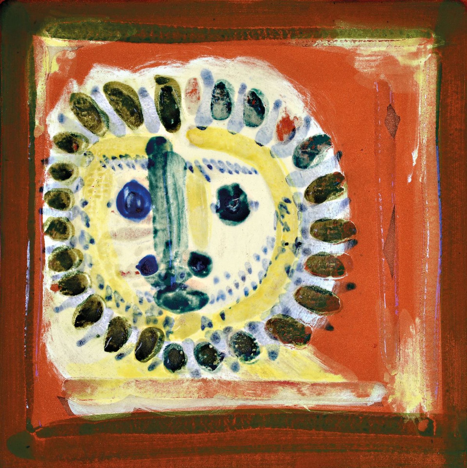 Pablo Picasso, 1881-1973, petite visage soleil,terracotta, stamped: Emprente originalede Picasso,