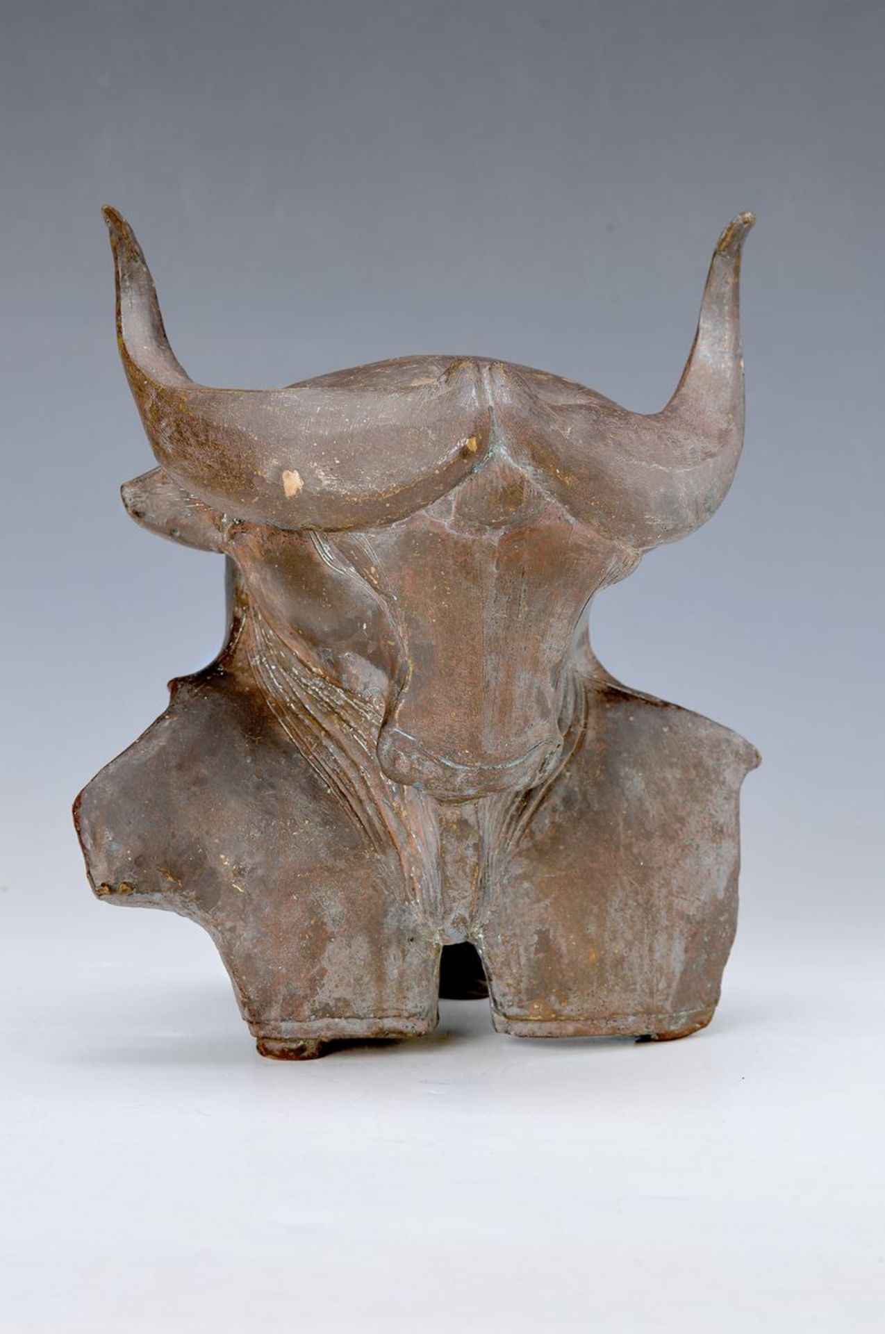 Gernot Rumpf, born 1941 Kaiserslautern, bull head, bronze sculpture, signed and inscribed Rome 1973,