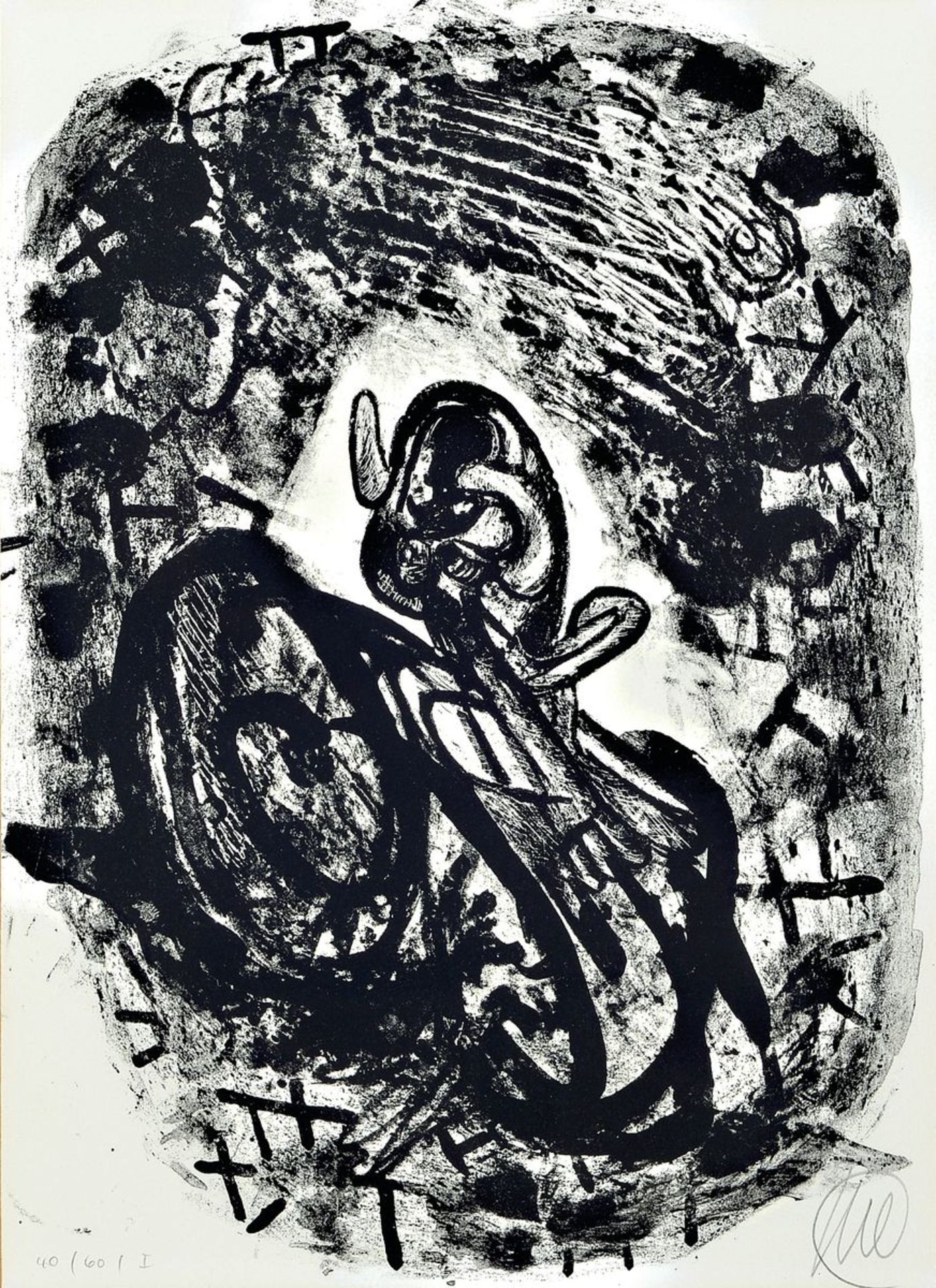 Markus Lüpertz, born 1941, lithograph from 1988, ed. on the occasion of the exhibition Kunsthalle