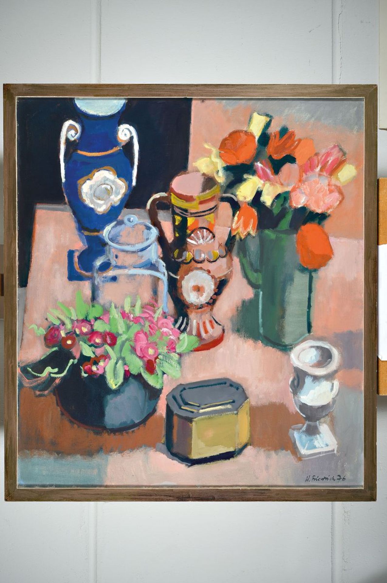 Heinz Friedrich, 1924-2018 Schwetzingen, stilllife with flowers and vases, oil / canvas, signed - Bild 3 aus 3