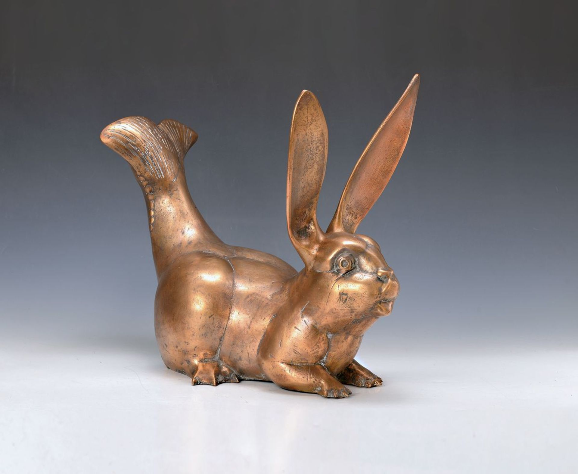 Gernot Rumpf, born 1941 Kaiserslautern, rabbit, large bronze sculpture, signed, foundry stamp,