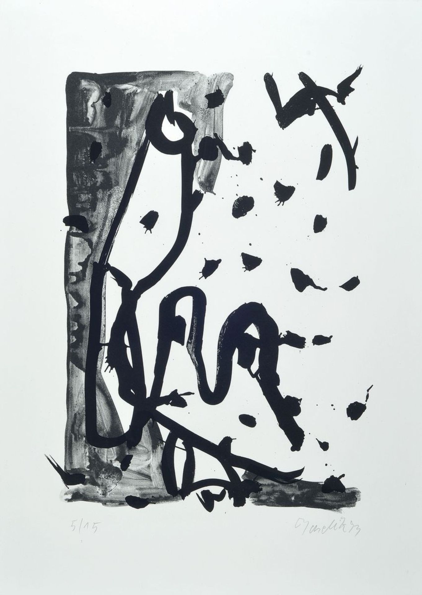 Georg Baselitz, born 1938, lithograph in smalledition, on thick wove paper, num. 5/15, from 1993,