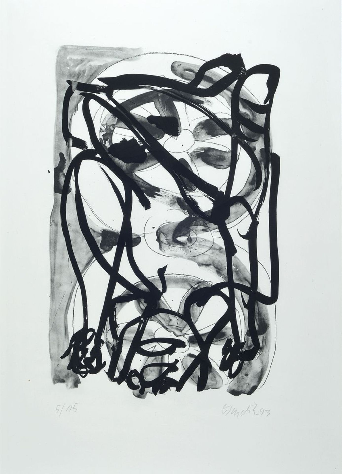 Georg Baselitz, born 1938, lithograph in small edition, on thick wove paper, num. 5/15, from 1993,