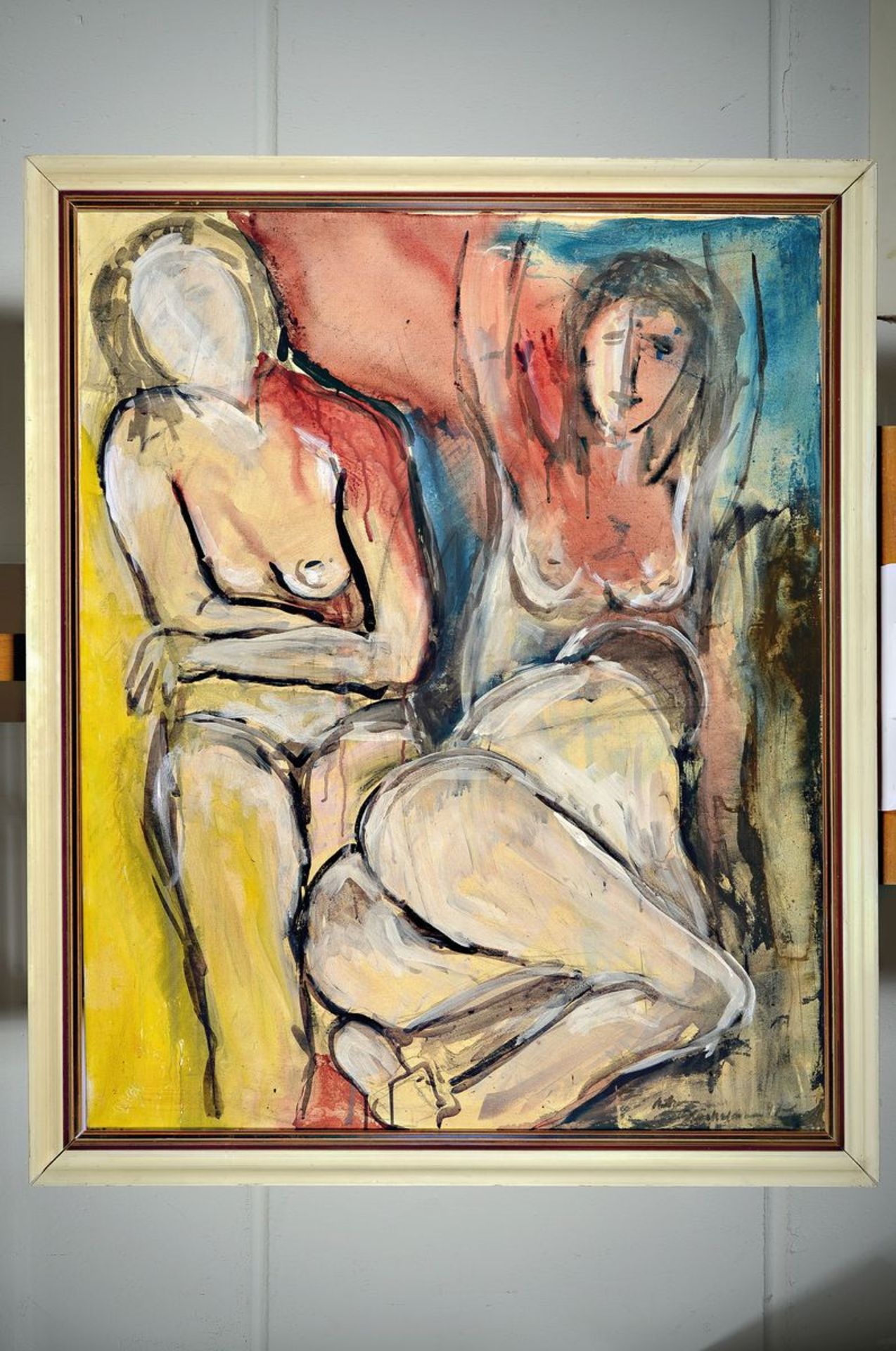 Antonius Höckelmann, 1937 Oelde-2000 Cologne, couple, oil / canvas, signed lower right and dated 97, - Bild 3 aus 3