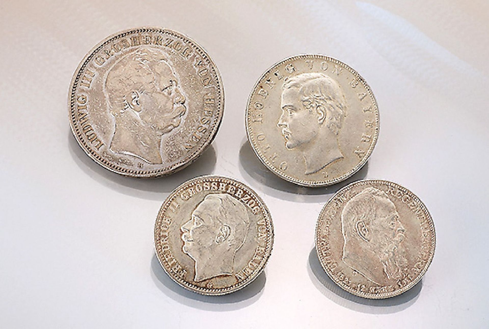 Lot 12 silver coins, German Reich , comprised of: 1 x 5 Mark, 1875, Ludwig III. grand duke of Hesse,
