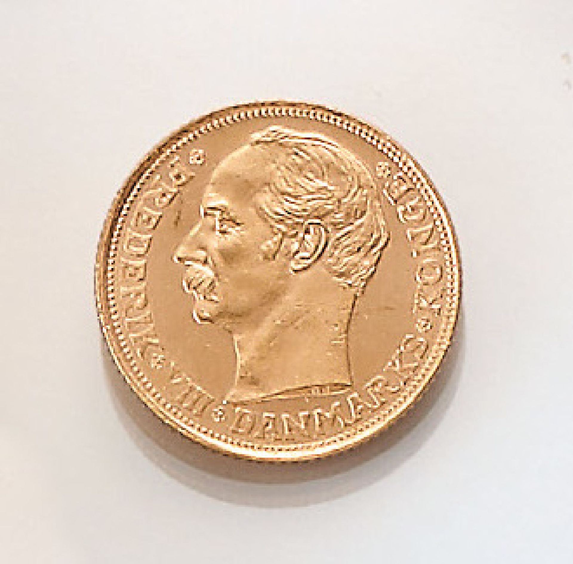 Gold coin, 10 Kroner, Denmark, 1908 , Frederik VIII., Danmarks Konge