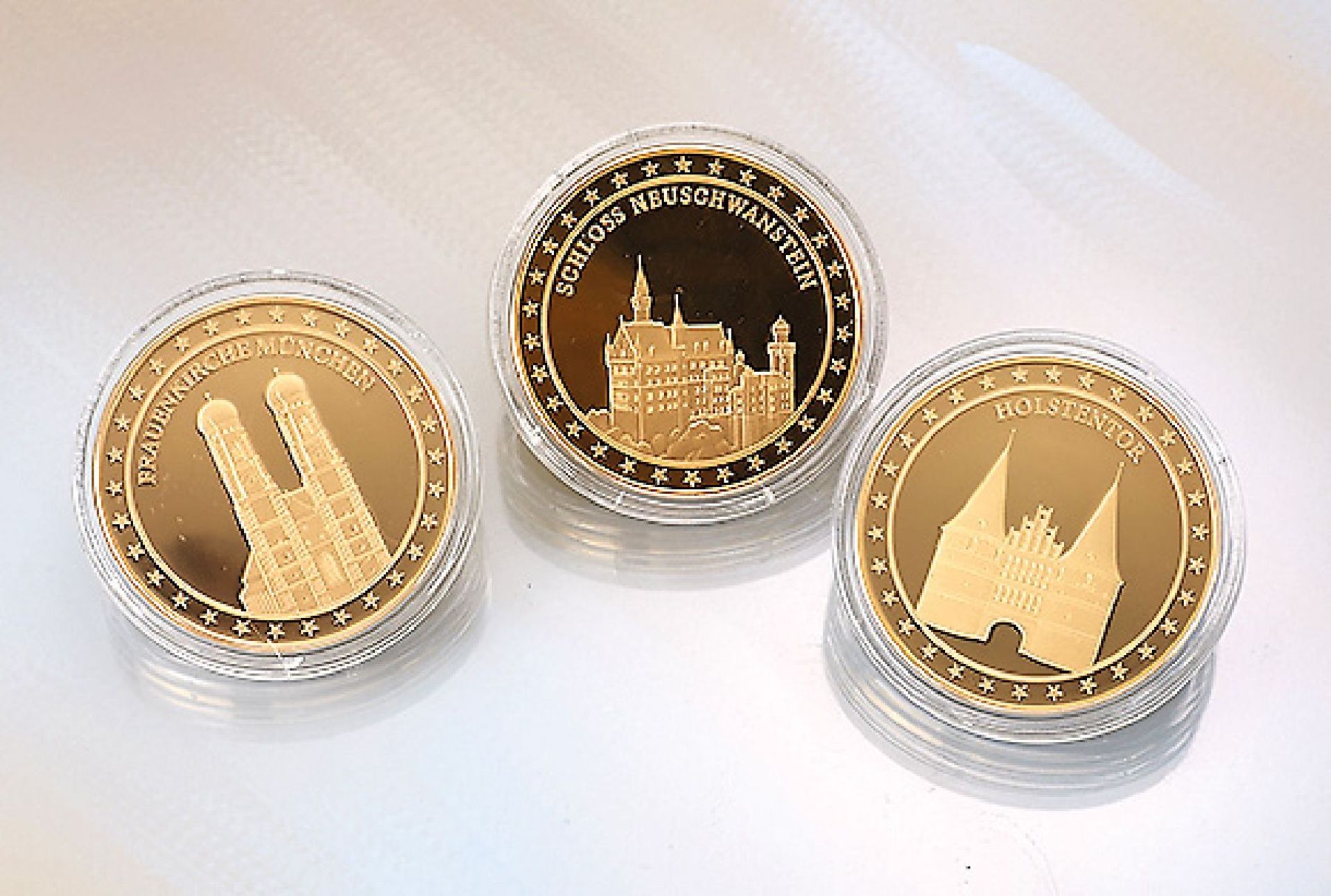 Lot 3 memorial coins, Germany unity and justice and freedom , 24 kt gold plated, limit. edition: