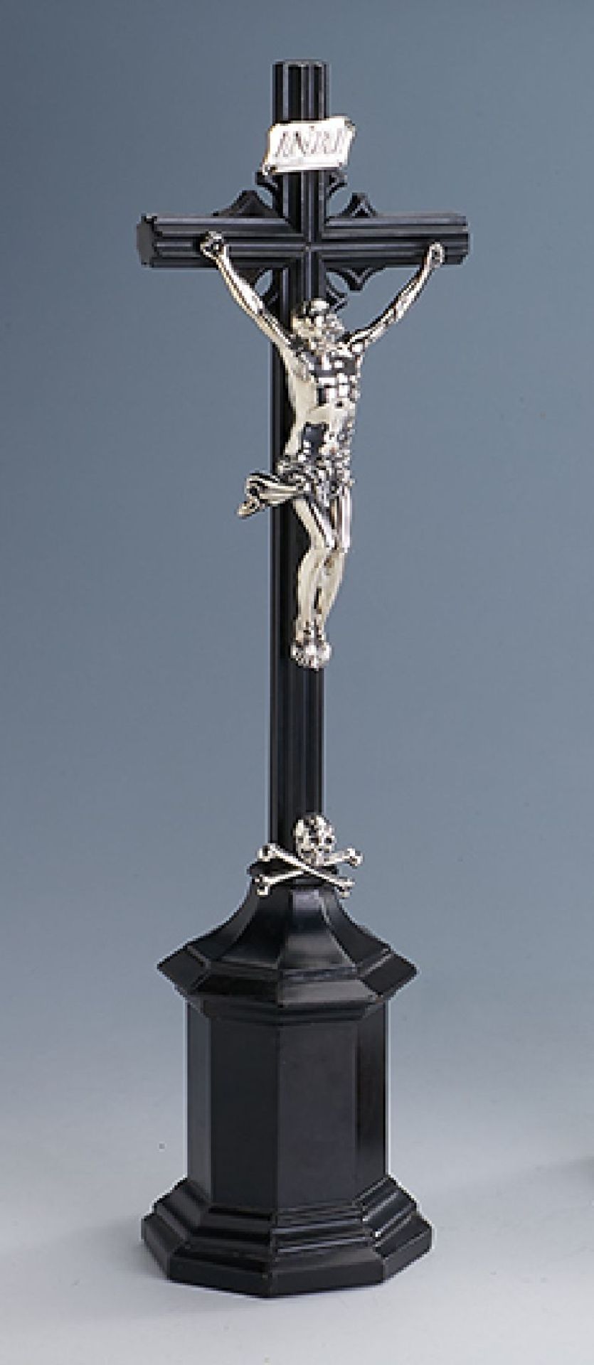 Big cross, south german approx. 1835 , silver, heavily gothic influence, partial re- engraved,