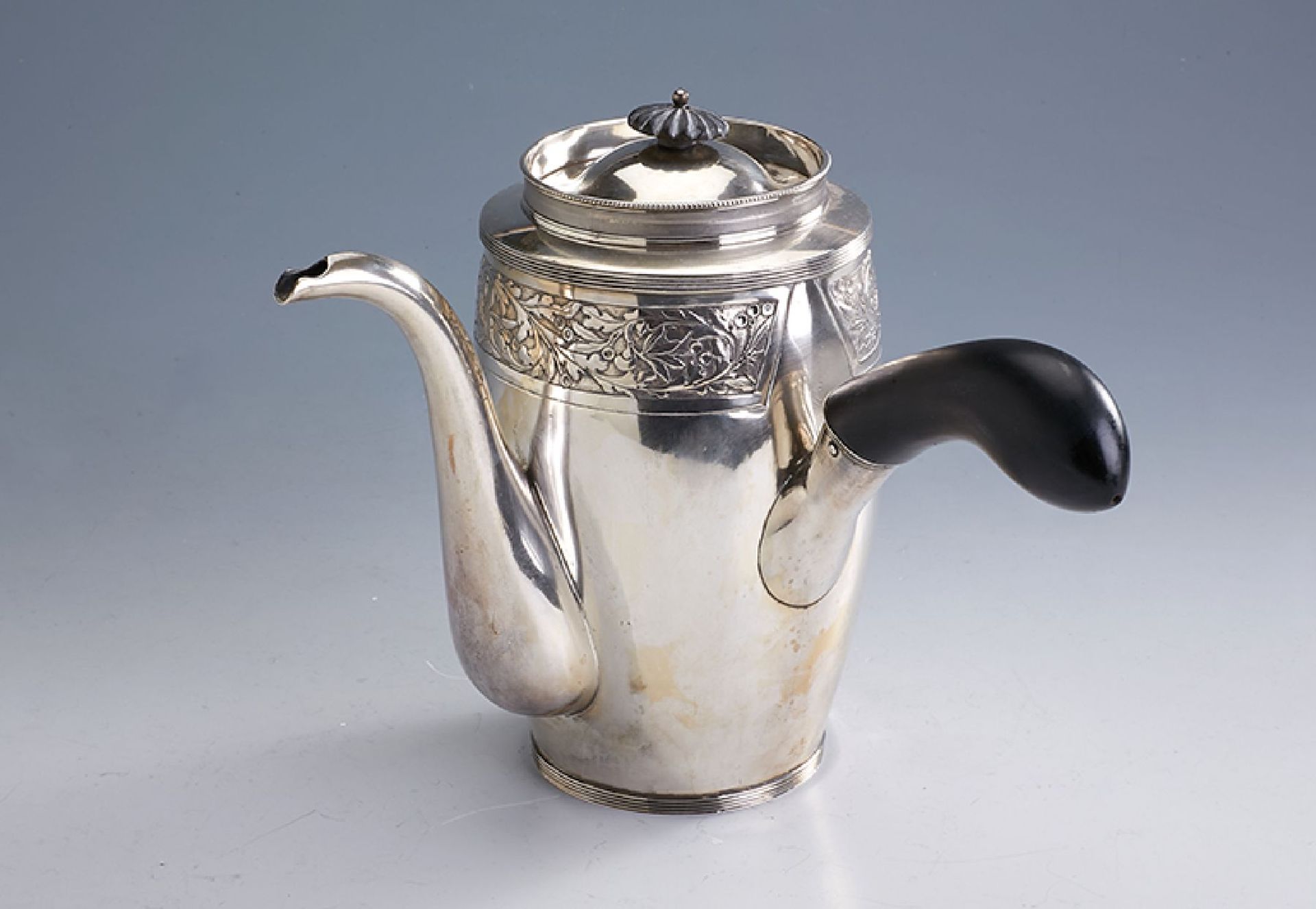 Milk jug, England London 1801, silver 925 , partly gilded, engraved family coat of arm,