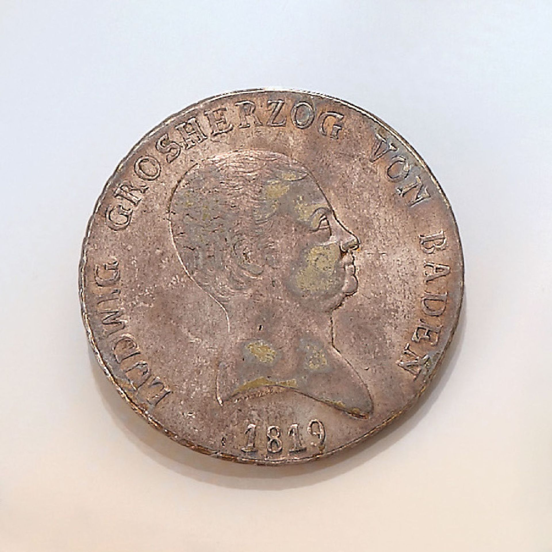 Silver coin, 1 kroner-Thaler, Baden, 1819, Ludwig grand duke of Baden