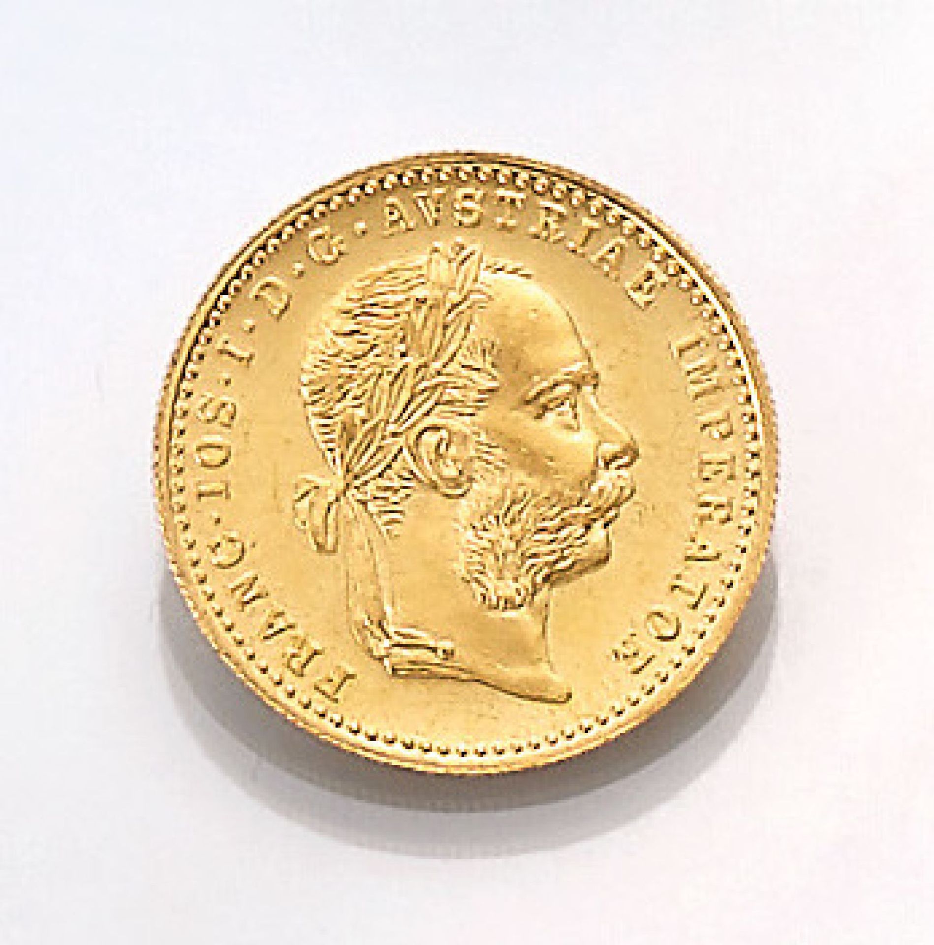 Gold coin, 1 ducat, Austria-Hungary, 1915 , Franz Joseph I., official restrike, with a copy of the