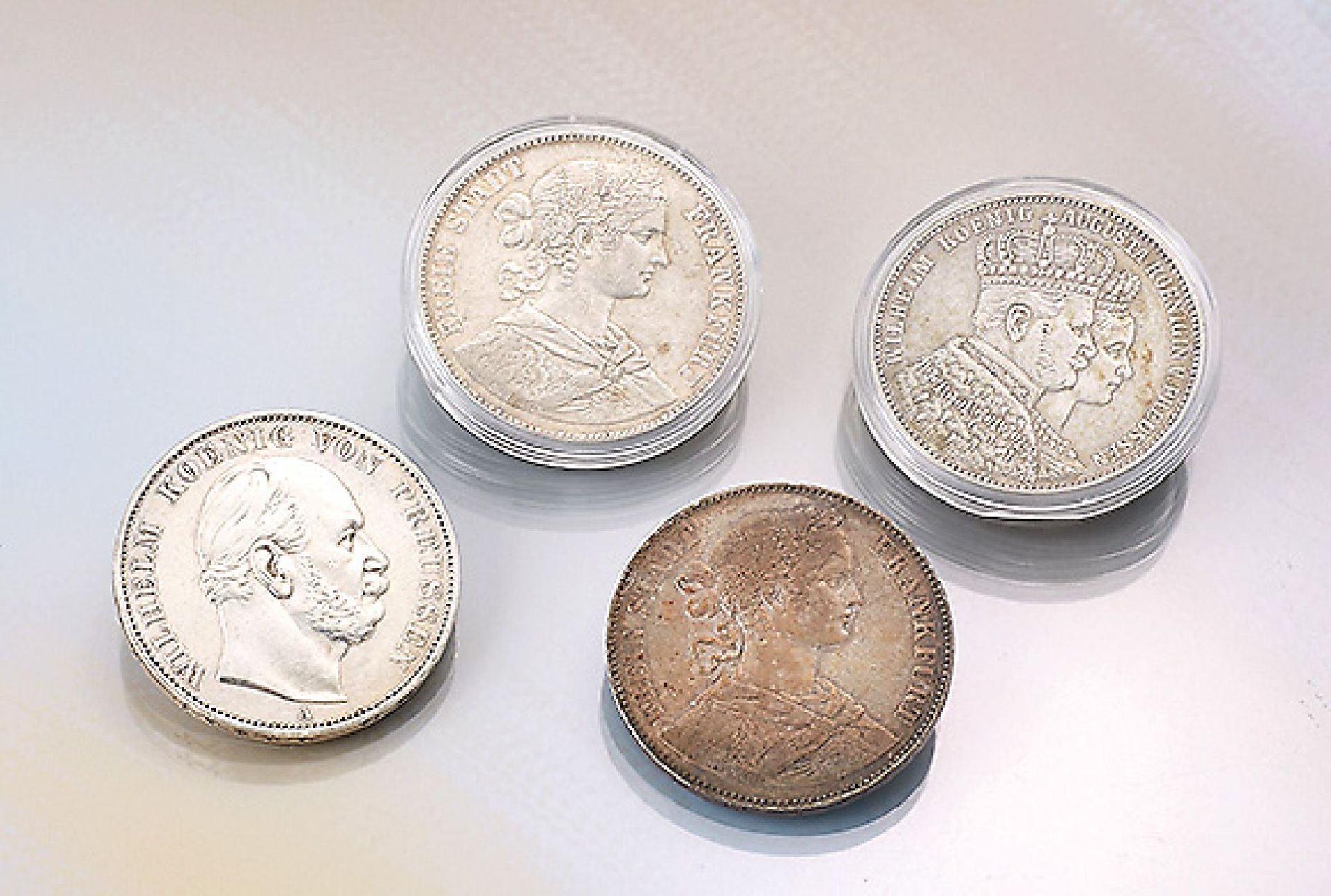 4 silver coins Germany , Prussia Siegesthaler 1971, Prussia Krönungsthaler 1861, Frankfurt