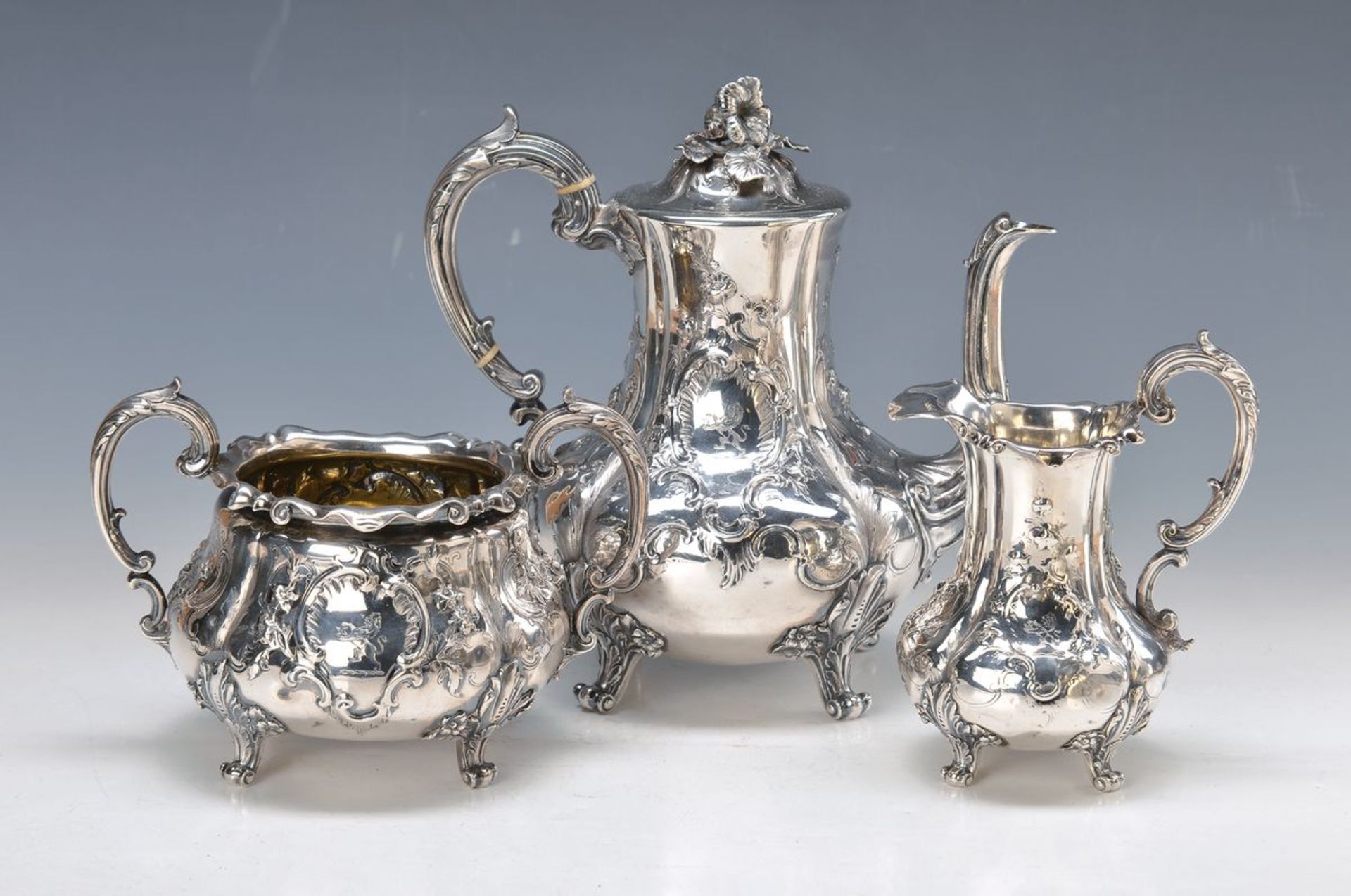 silver set, England/London, around 1854, annual mark , marketing Torner New Bondstreet London,