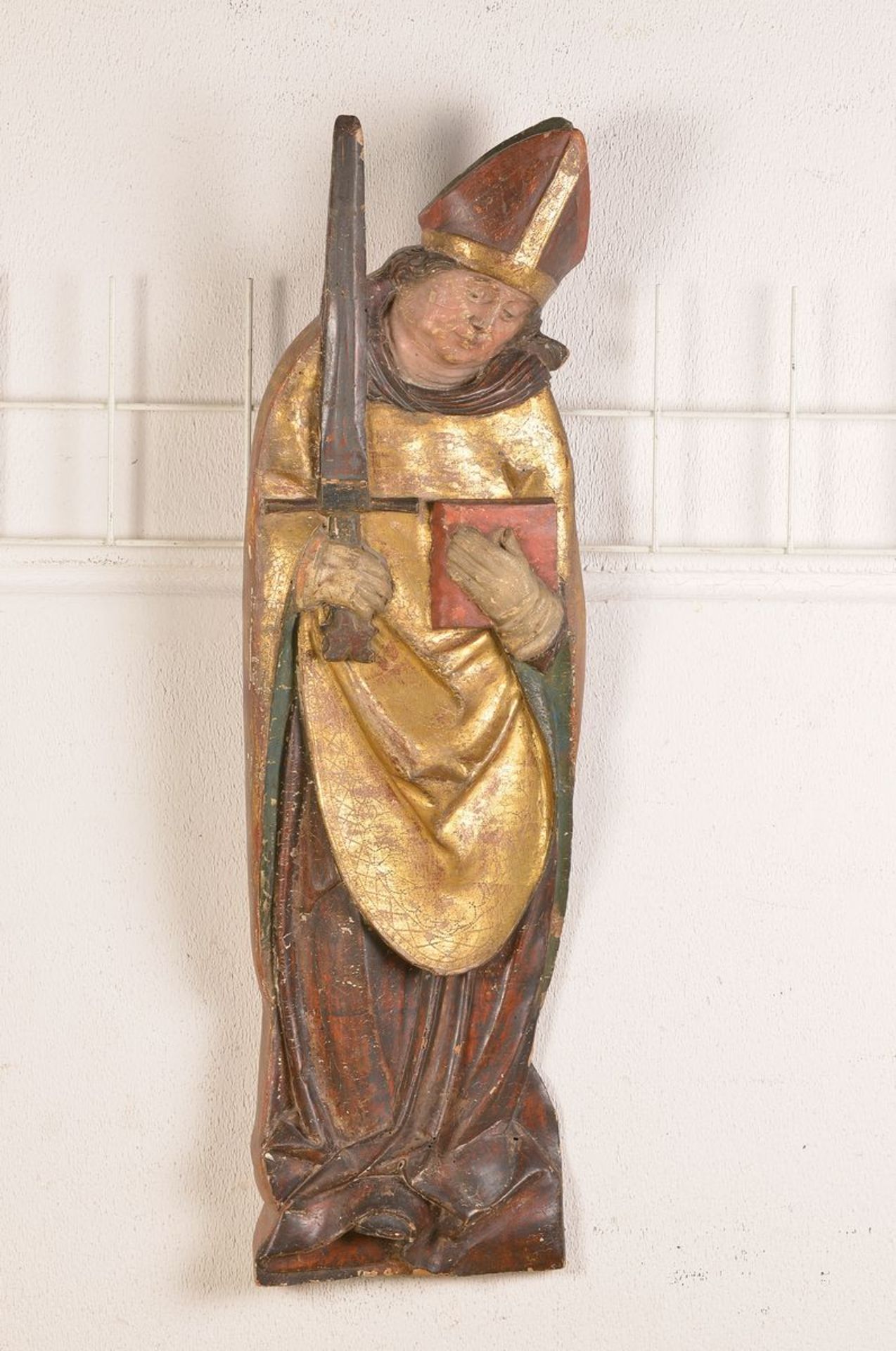 embossment/carving, Southern Germany, around 1880, Saint Theodor of Sitten, colorful painted and