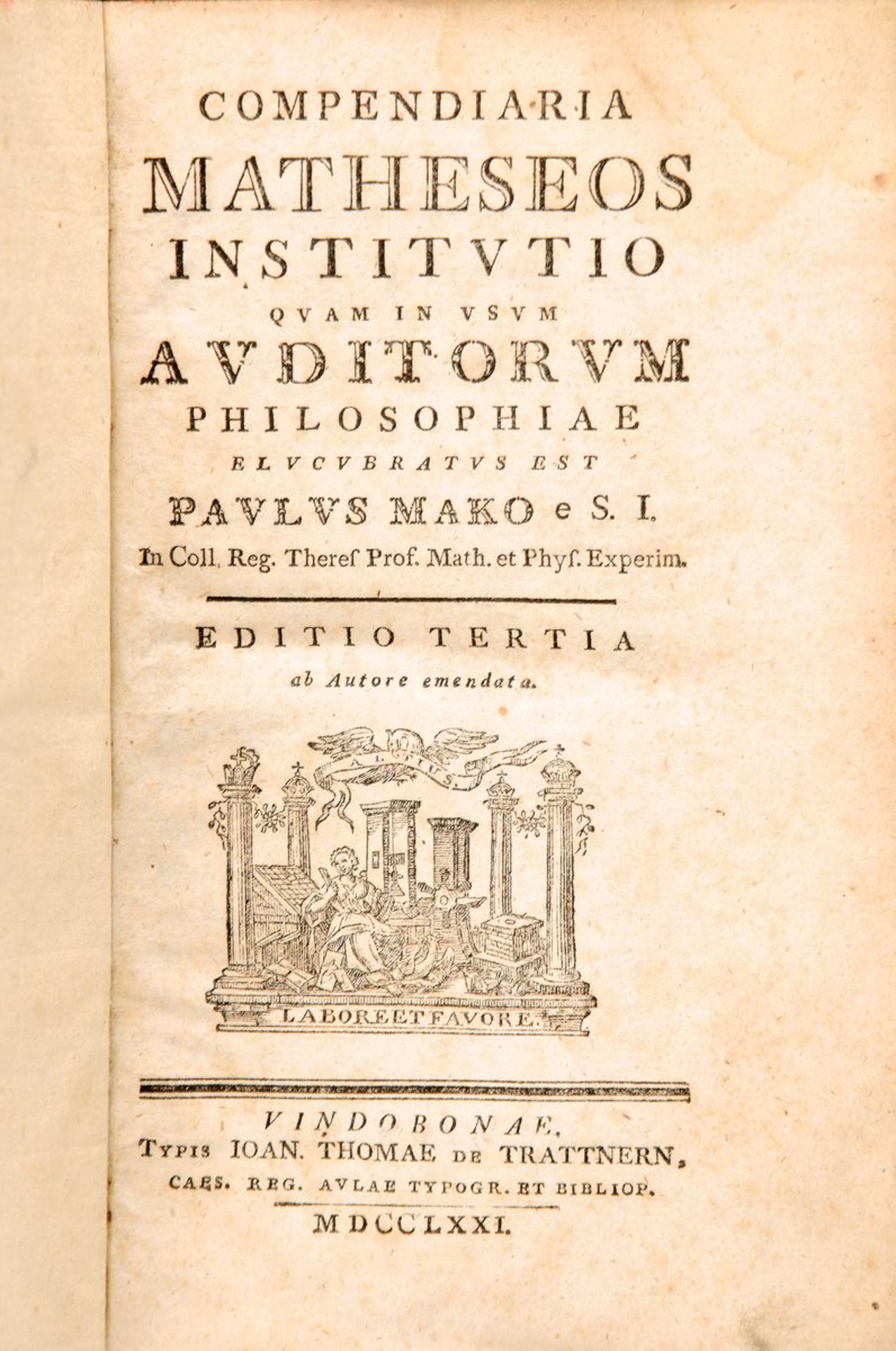 Paul Mako de Kerek Gede: Compendiaria Matheseos institutio quam in usum auditorium philosophiae,