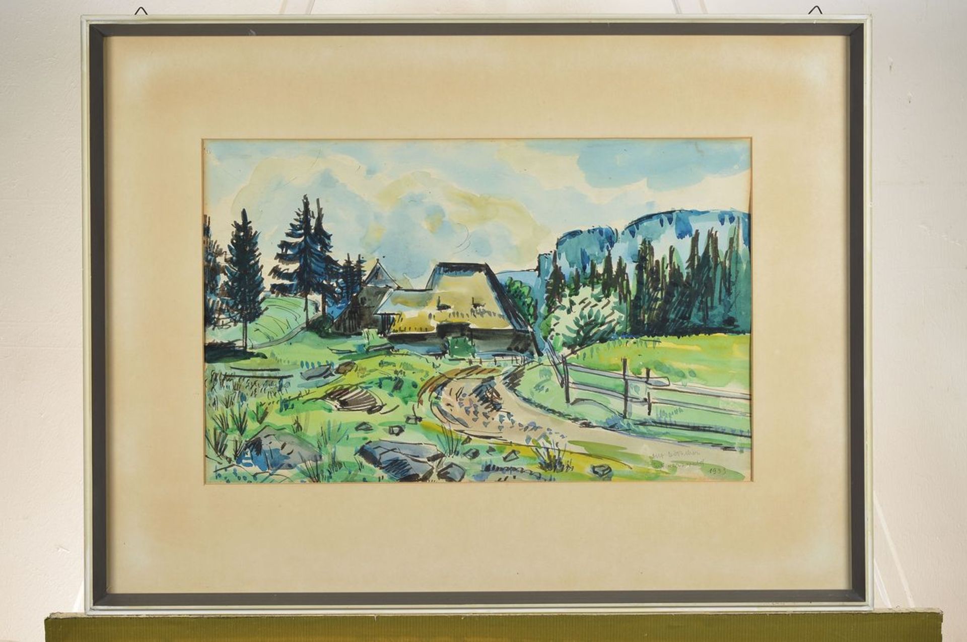 Otto Ditscher, 1903 Neuhofen-1987, View from the black forest, Gouache on paper, signed lower right, - Bild 3 aus 3