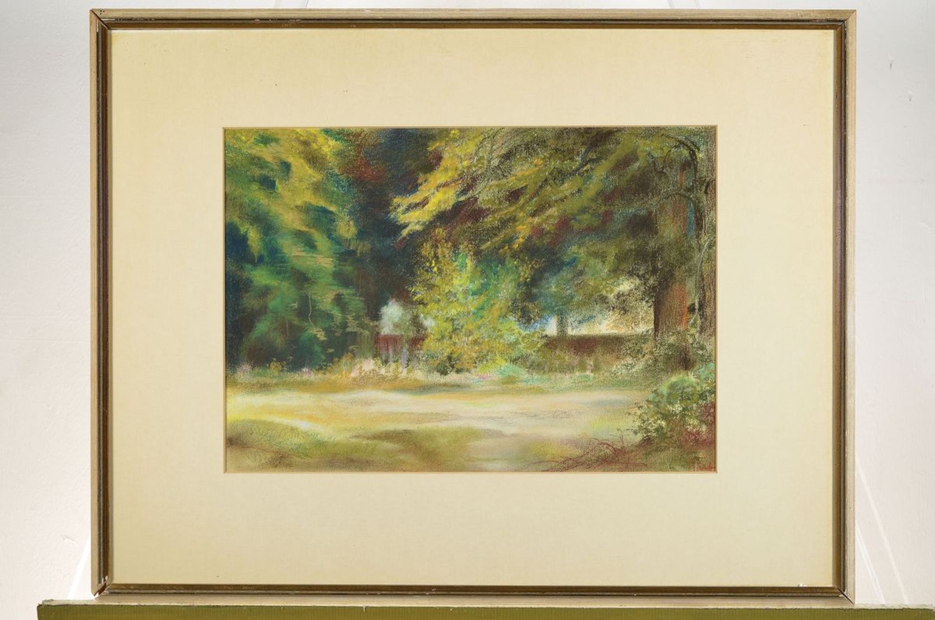 Hanni Franke, 1890 Hochheim-1973 Frankfurt, park view, pastel on paper, signed lower right, 30x43cm, - Bild 3 aus 3