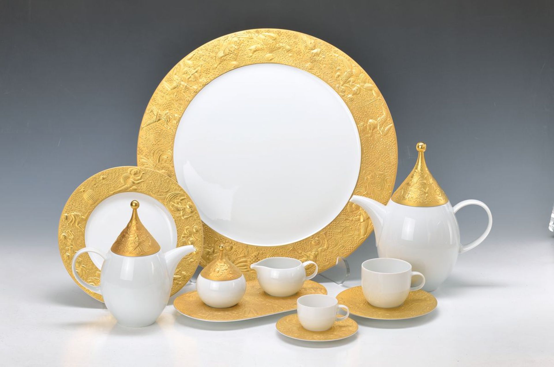 coffee- and Mocha set, Rosenthal Model The Magic Flute Zarasto, Design Björn Wiinblad, porcelain,