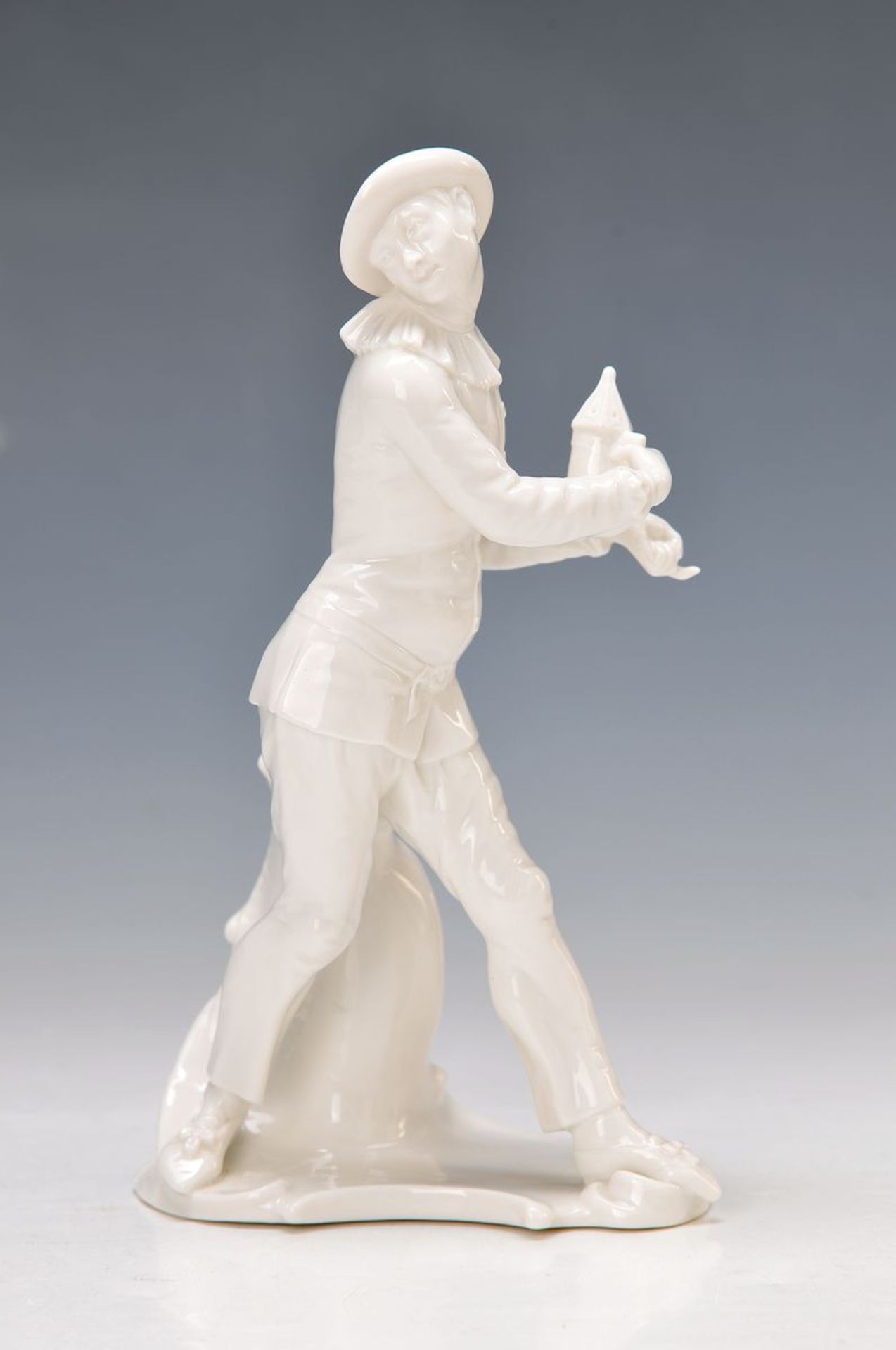 figurine, Nymphenburg, around 1895, white, Pierrot of the Comedia dell'Arte, H.approx. 20.5 cm