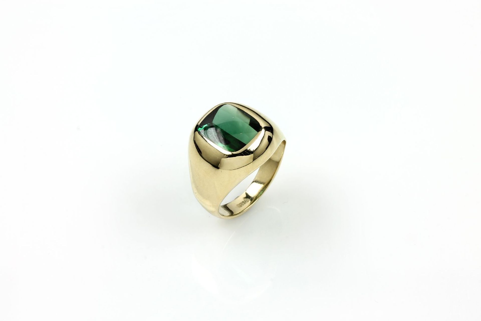 14 kt gold ring with tourmaline , YG 585/000, manufacturer's brand Christian Bauer,tourmaline of