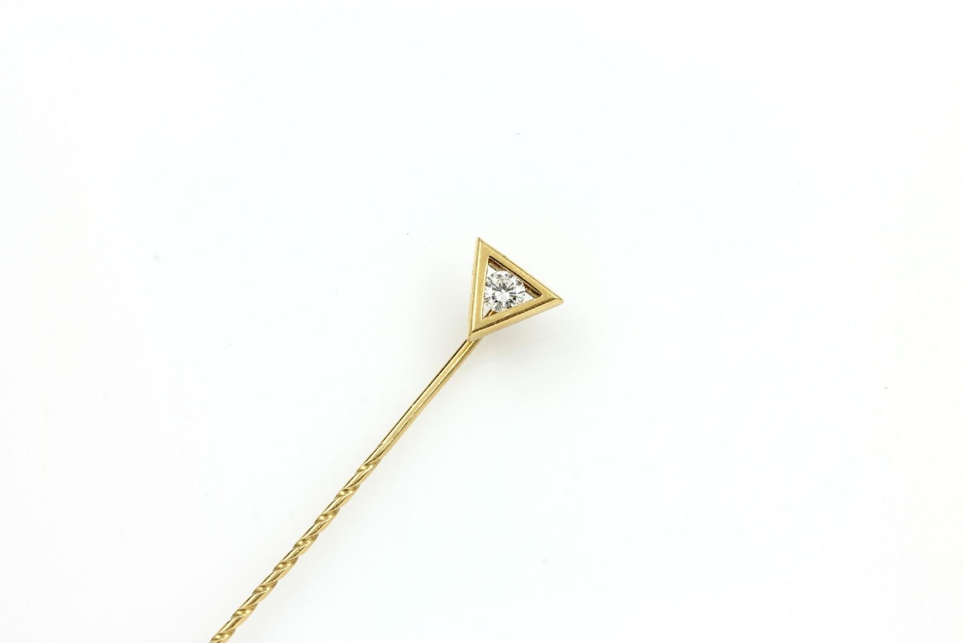 18 kt gold pin with brilliant , YG 750/000, brilliant approx. 0.20 ct Top Wesselton- Wesselton/si,