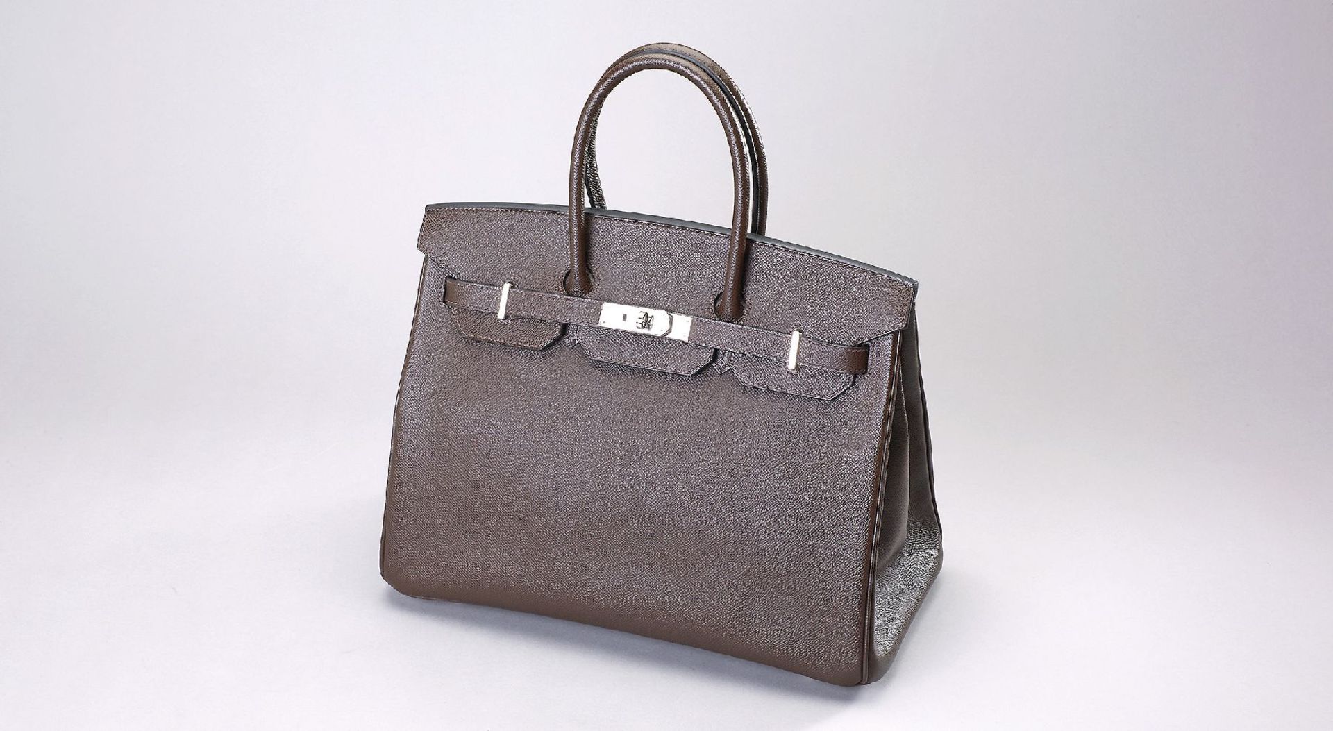 HERMES BIRKIN BAG 35, Ardennes leather , darkbrown, silver coloured fixtures, 2 handles, high