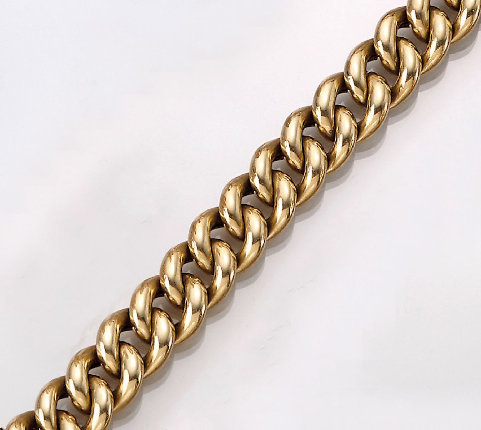 14 kt gold curb bracelet round , YG 585/000,manufacturer's brand Theodor Wolf, approx. 32.7 g, l.