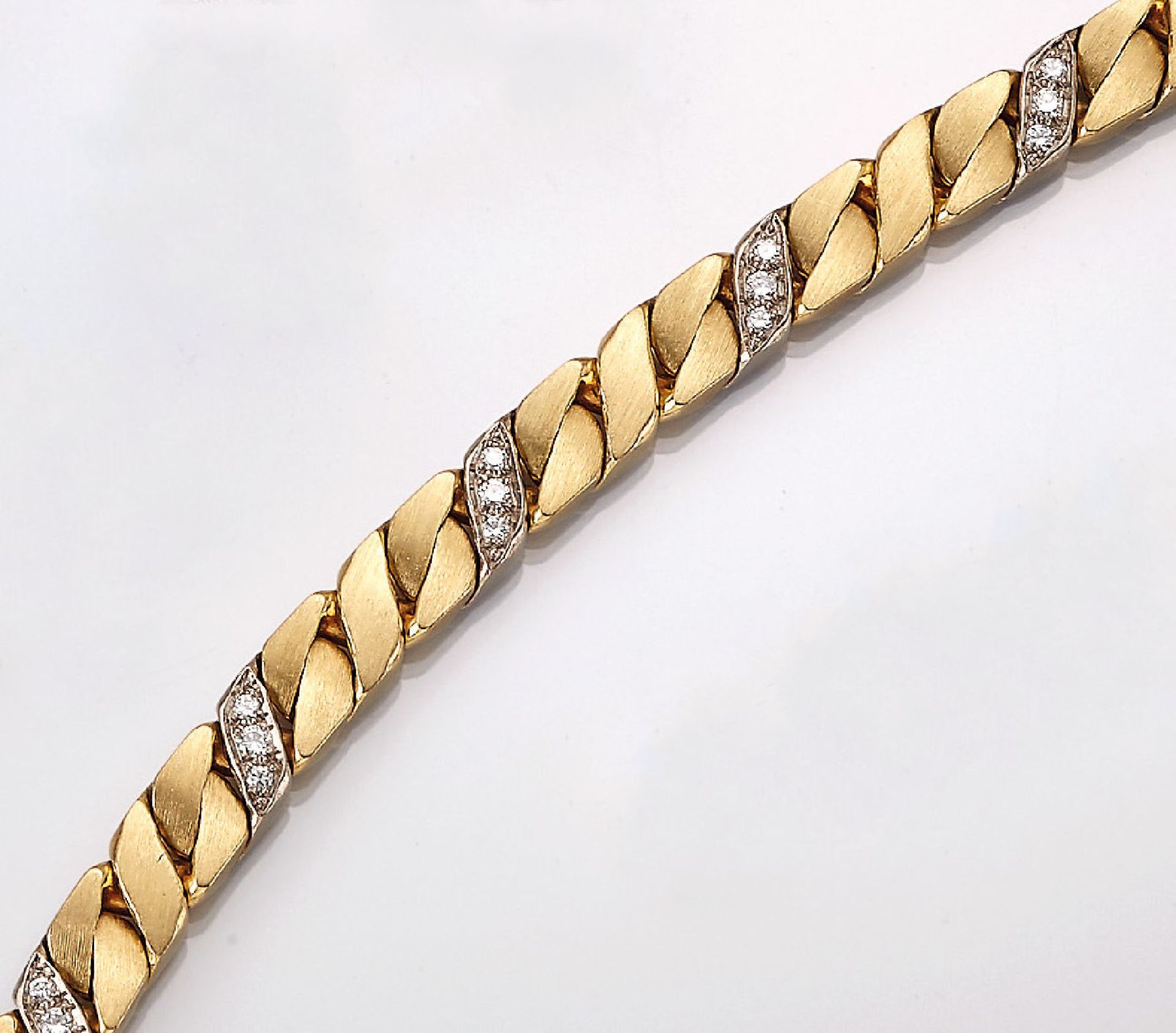 18 kt gold bracelet with brilliants , YG 750/000, with 21 brilliants total approx. 0.63ct