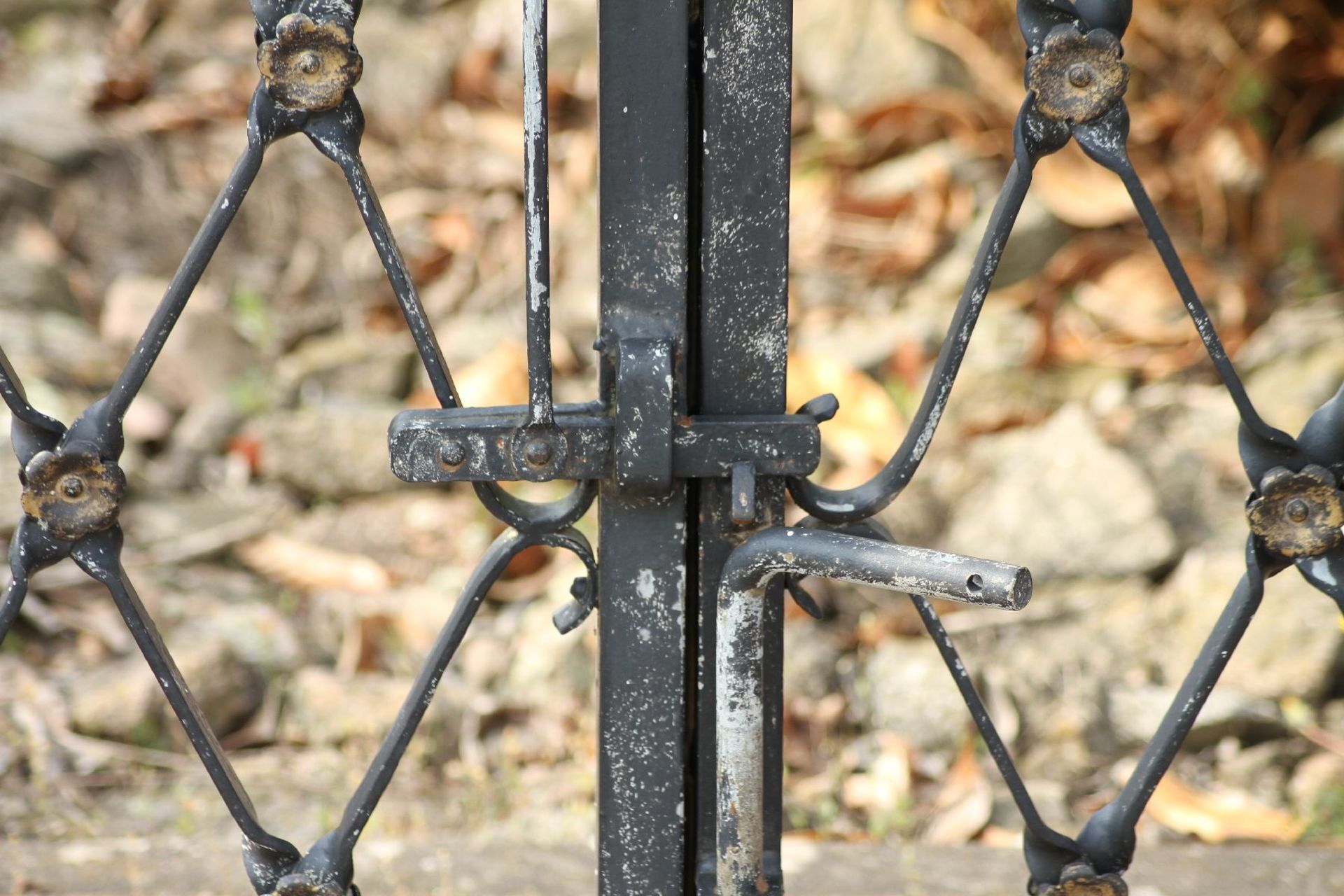 6 Fence Elements with Swing Gate and Entrance Door, iron and wrought iron, rosette decorations - Bild 6 aus 10