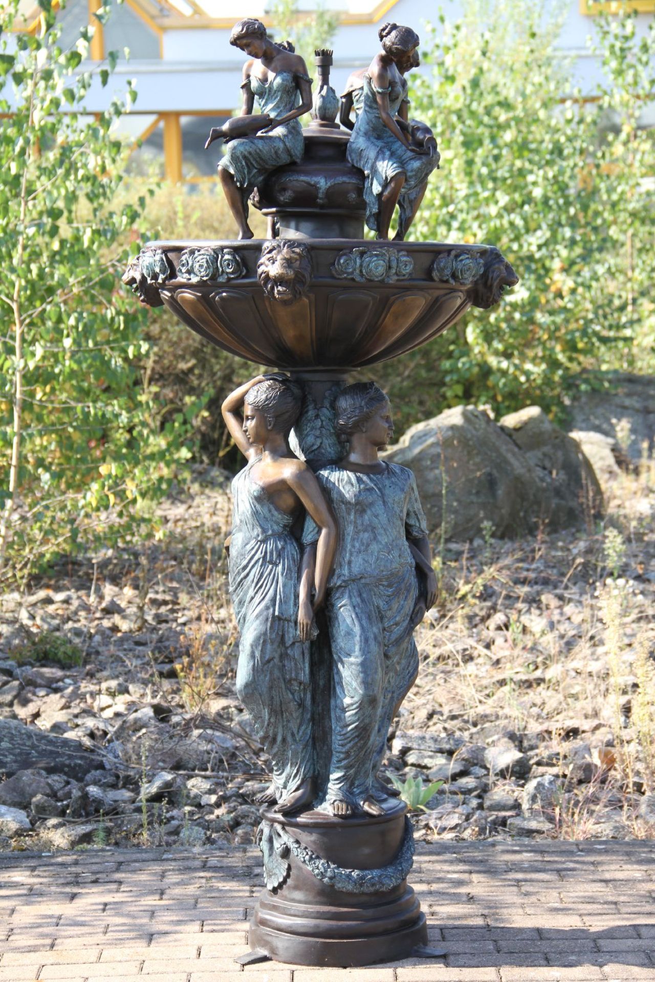 Bowl Fountain, French Idol, 2 pieces screwed together, bronze, brown, golden brown and turquoise - Bild 2 aus 4