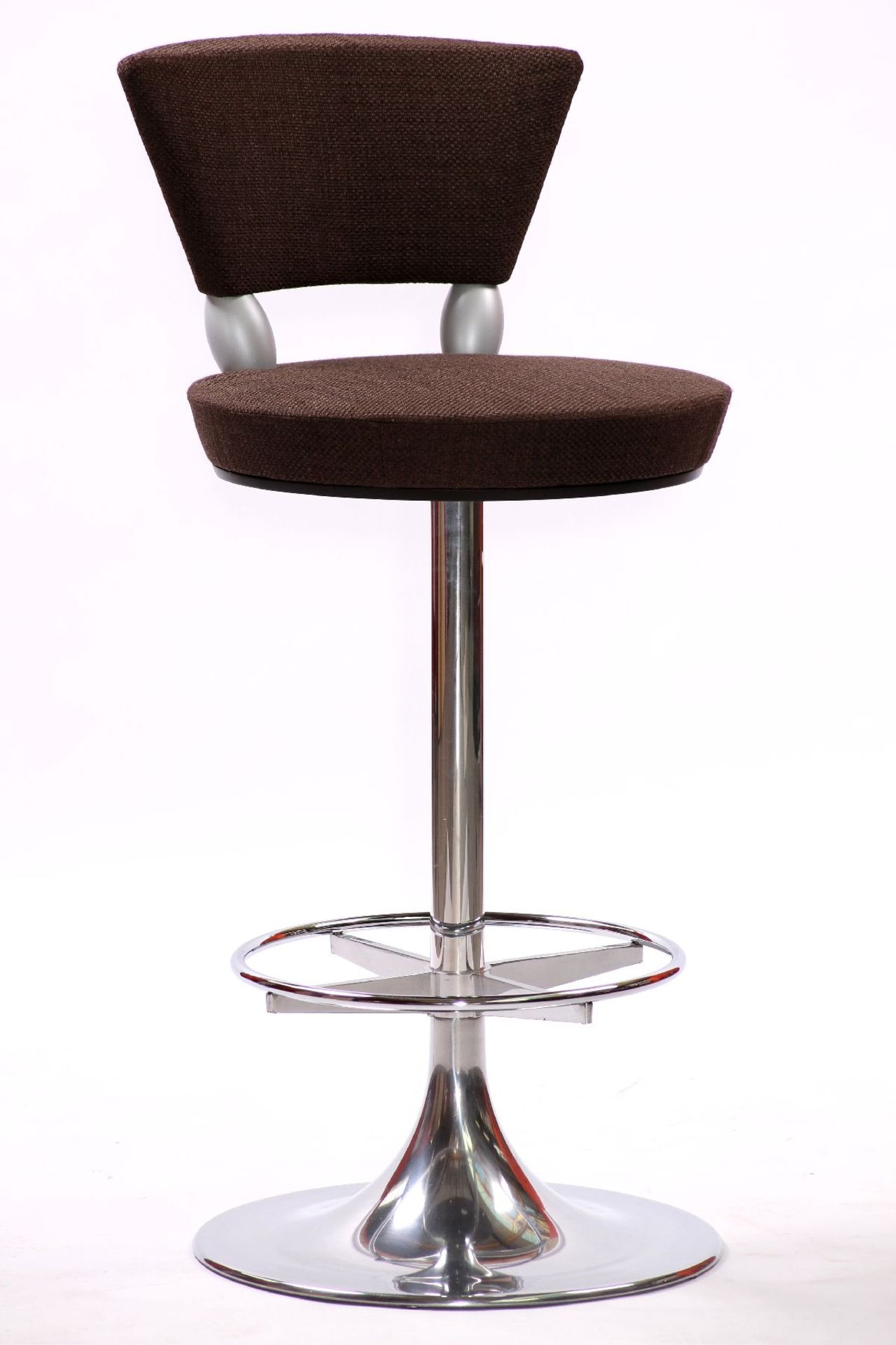 2 Barstools "Giorgetti", made in Italy, Design: Lèon Krier, foot chromed steel, rotating seat with - Bild 2 aus 3